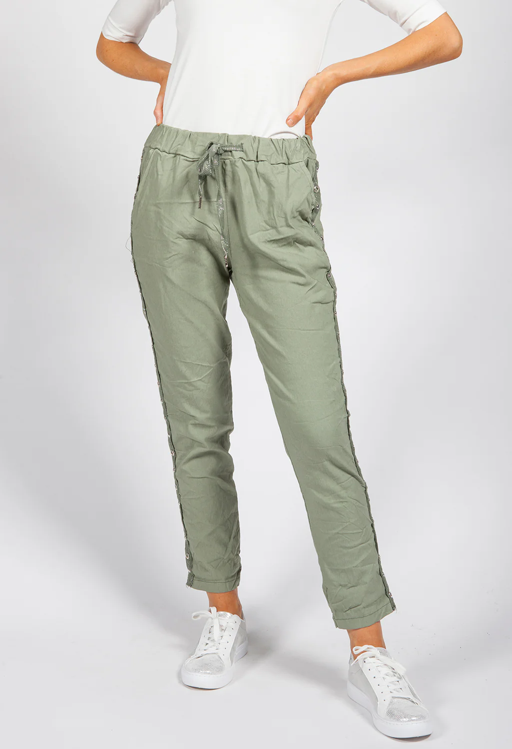 Khaki Ring Detail Joggers