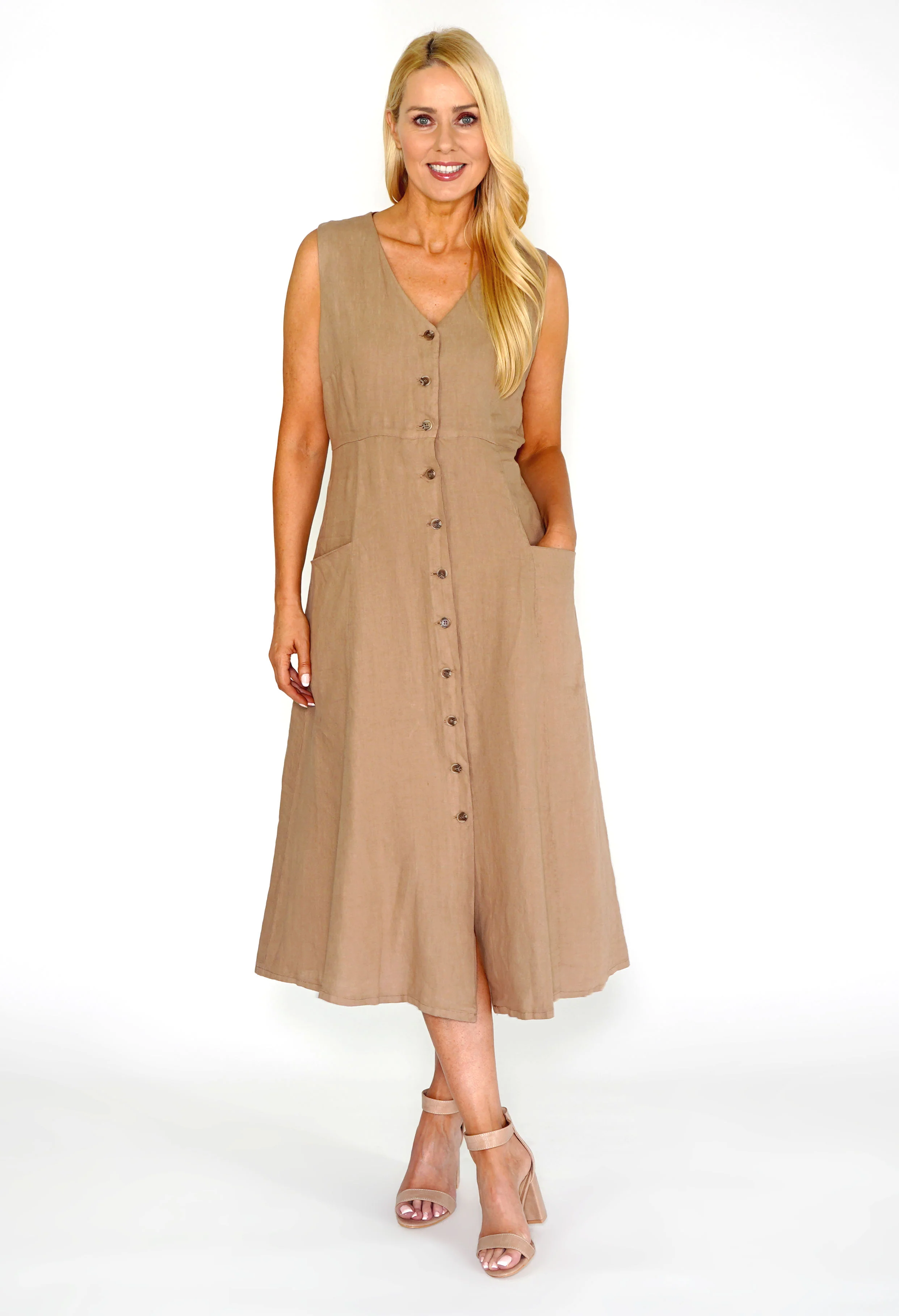 Sand Button Dress