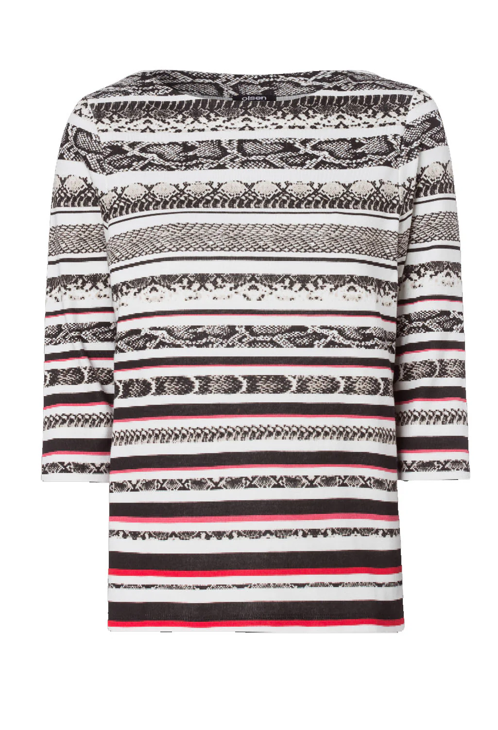 STRIPE AND SNAKE PRINT TOP BLACK