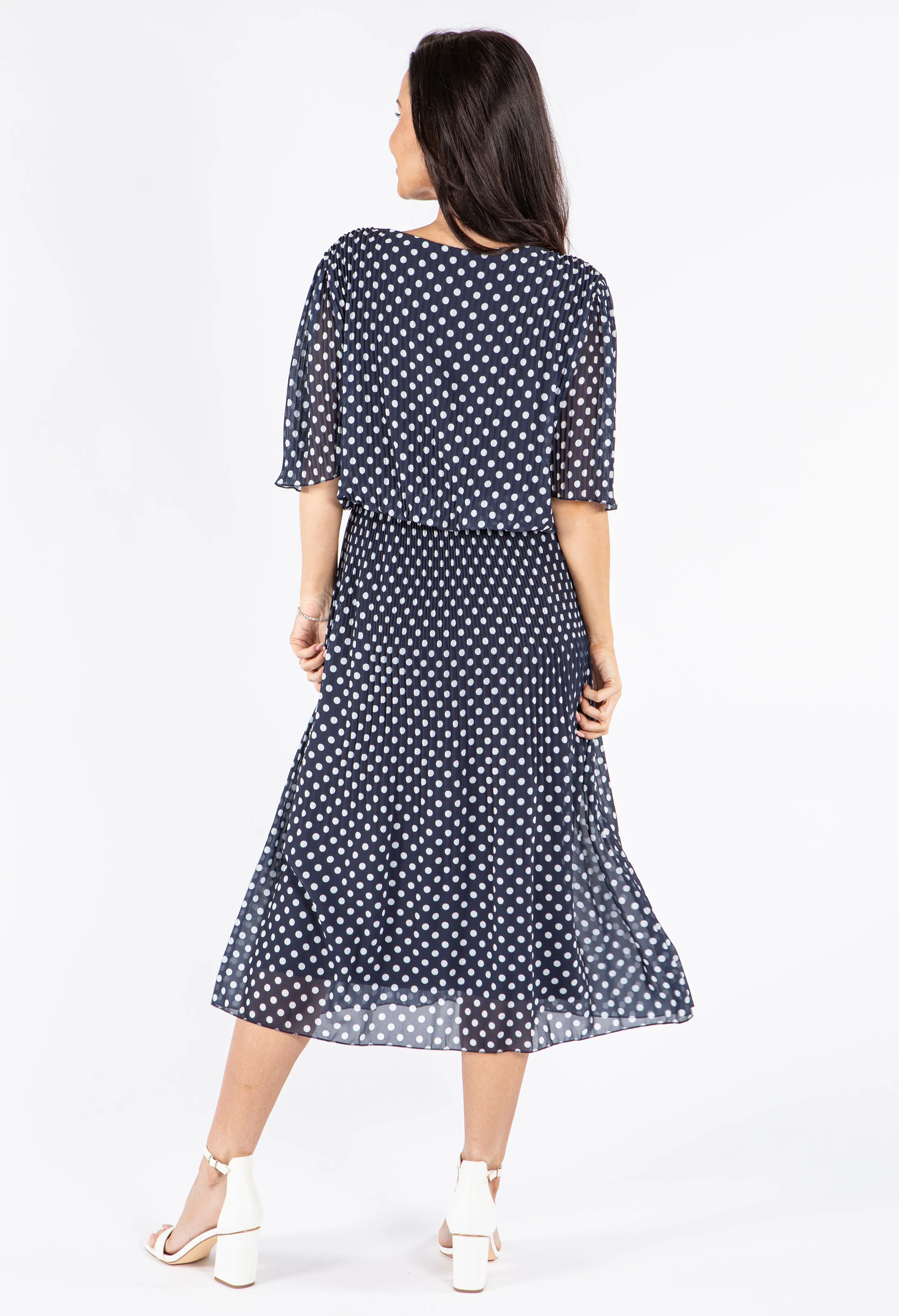 Plisse Pleat Polka Dot Dress