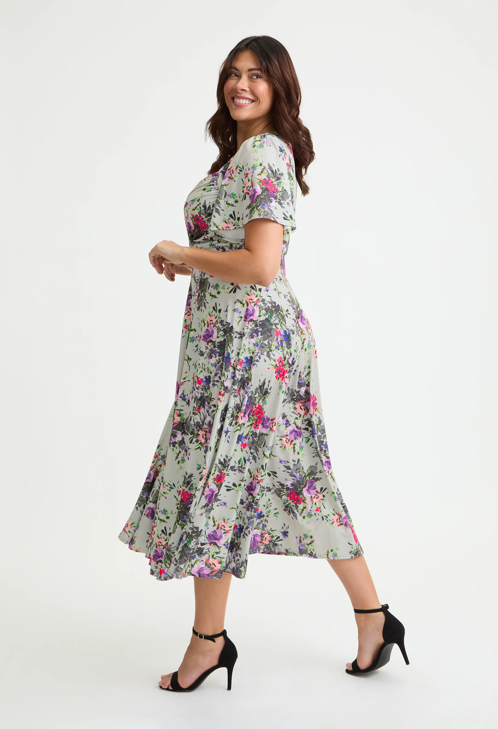Liz Bolero Wrap Bodice Curve+ Midi Dress