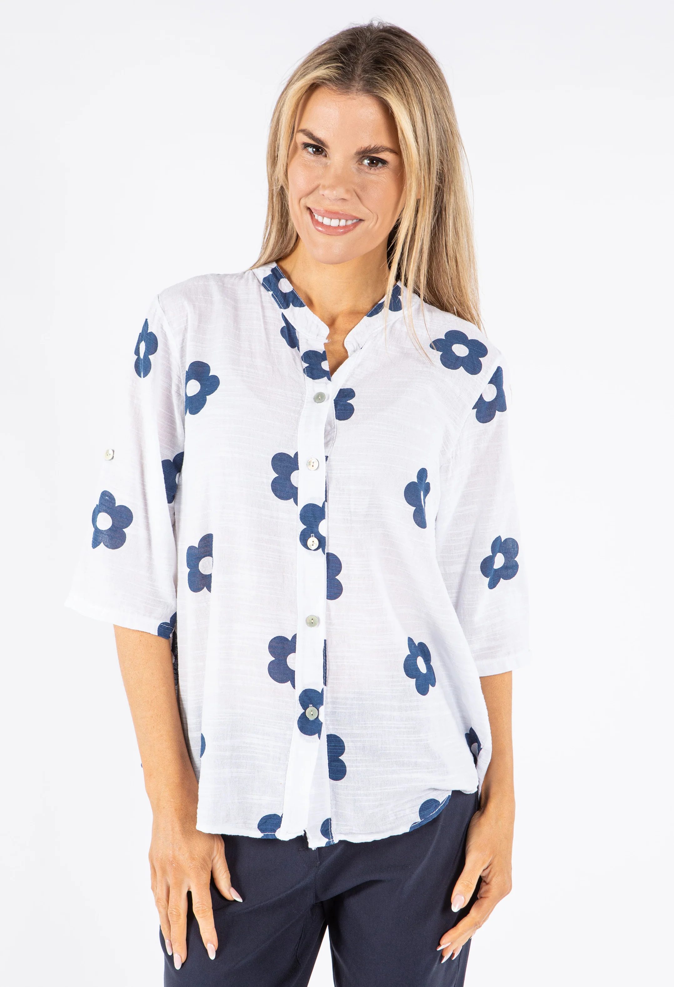 Floral Print Buttoned Blouse