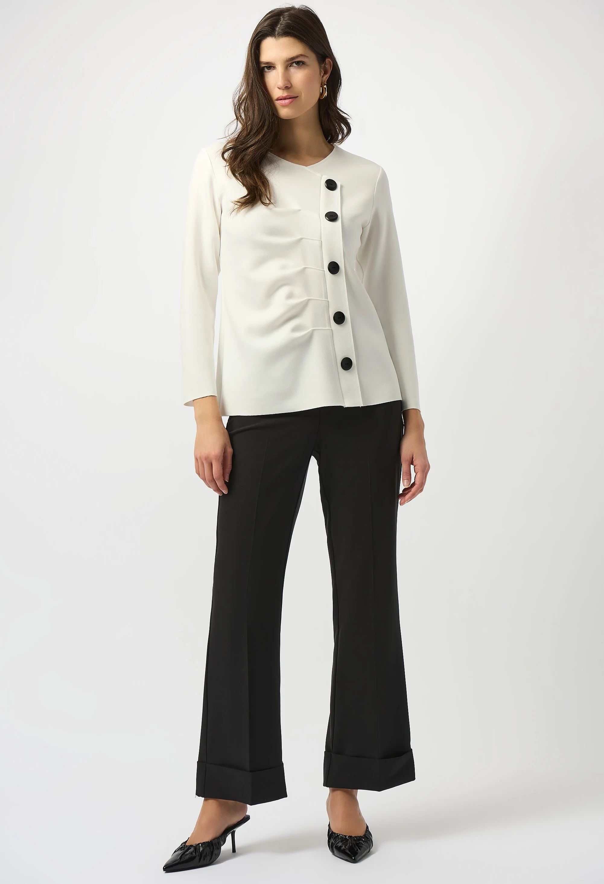 Fitted V-neck Office Blouse