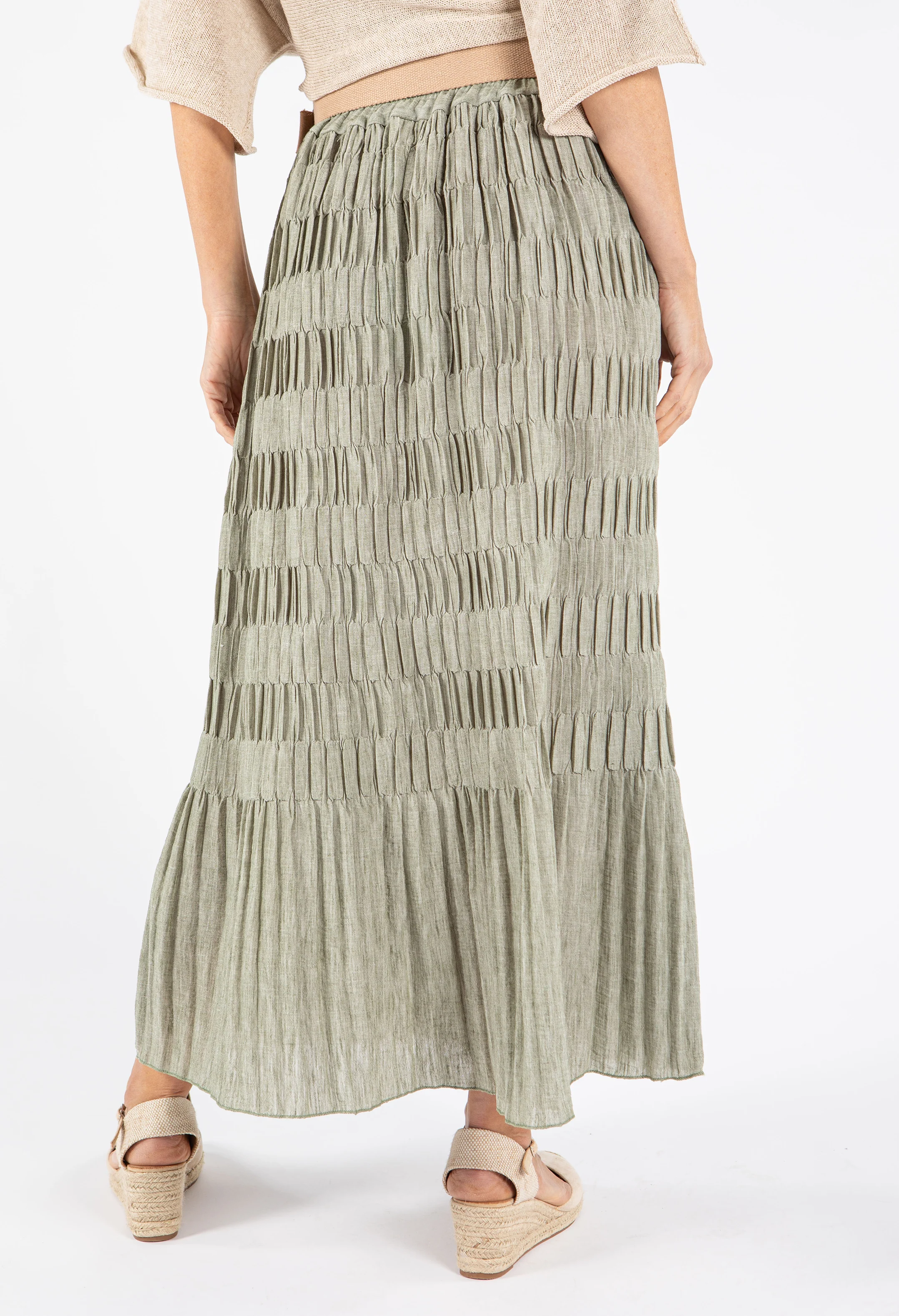 Crinkle Belted Skirt