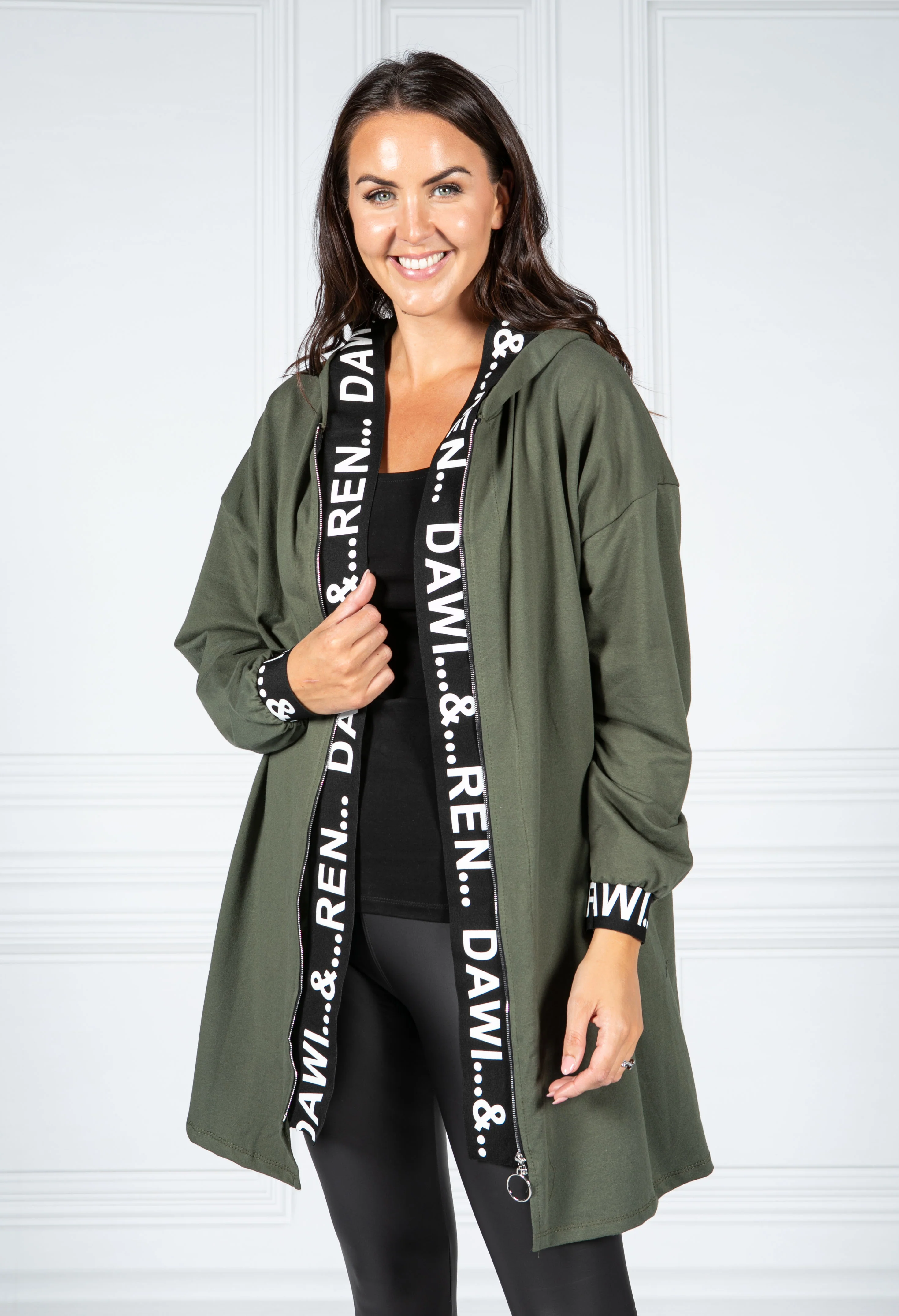 OVERSIZED GRAPHIC ZIP UP HOODIE IN GREEN