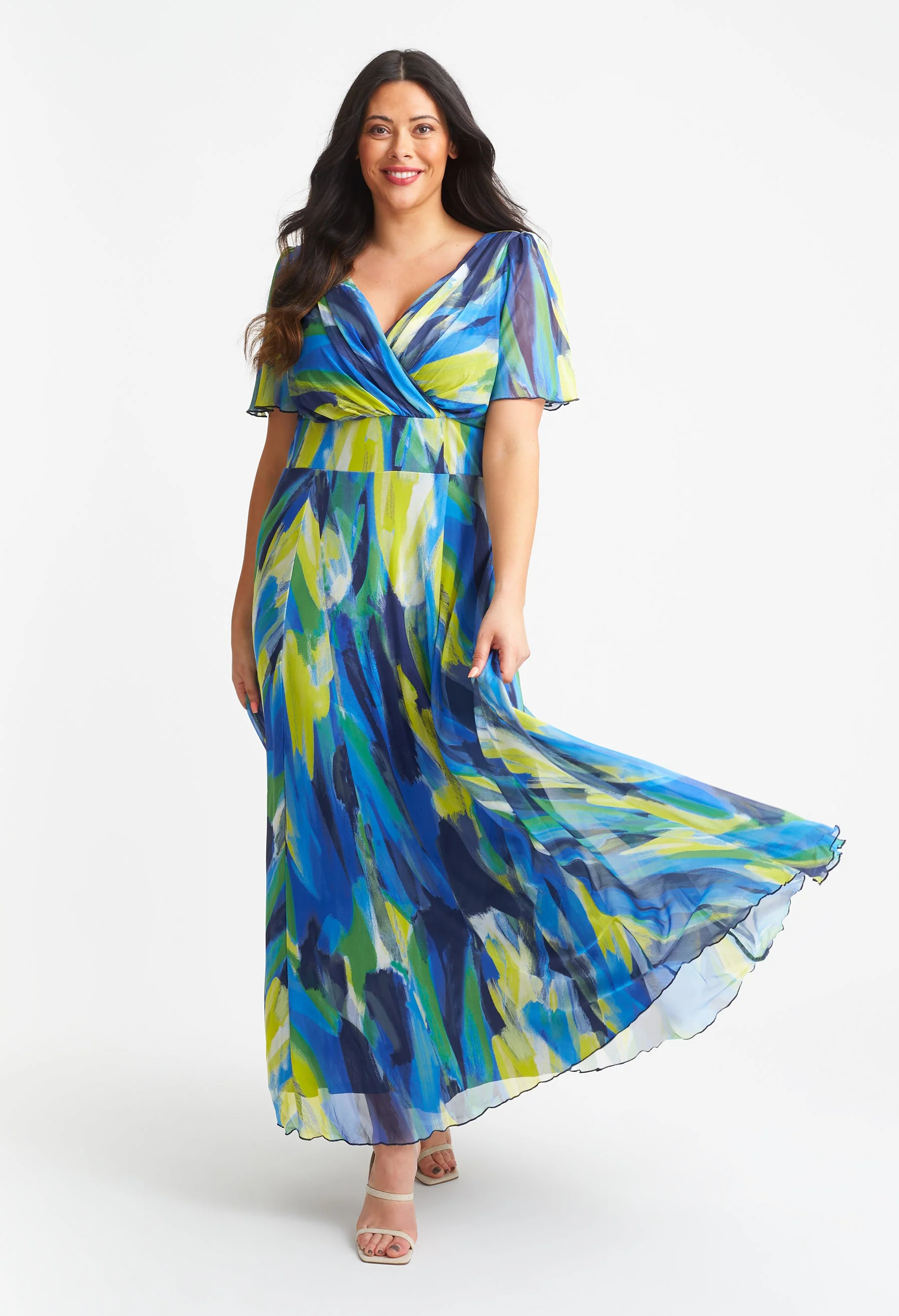 Isabelle Curve+ Angel Sleeve Maxi Dress