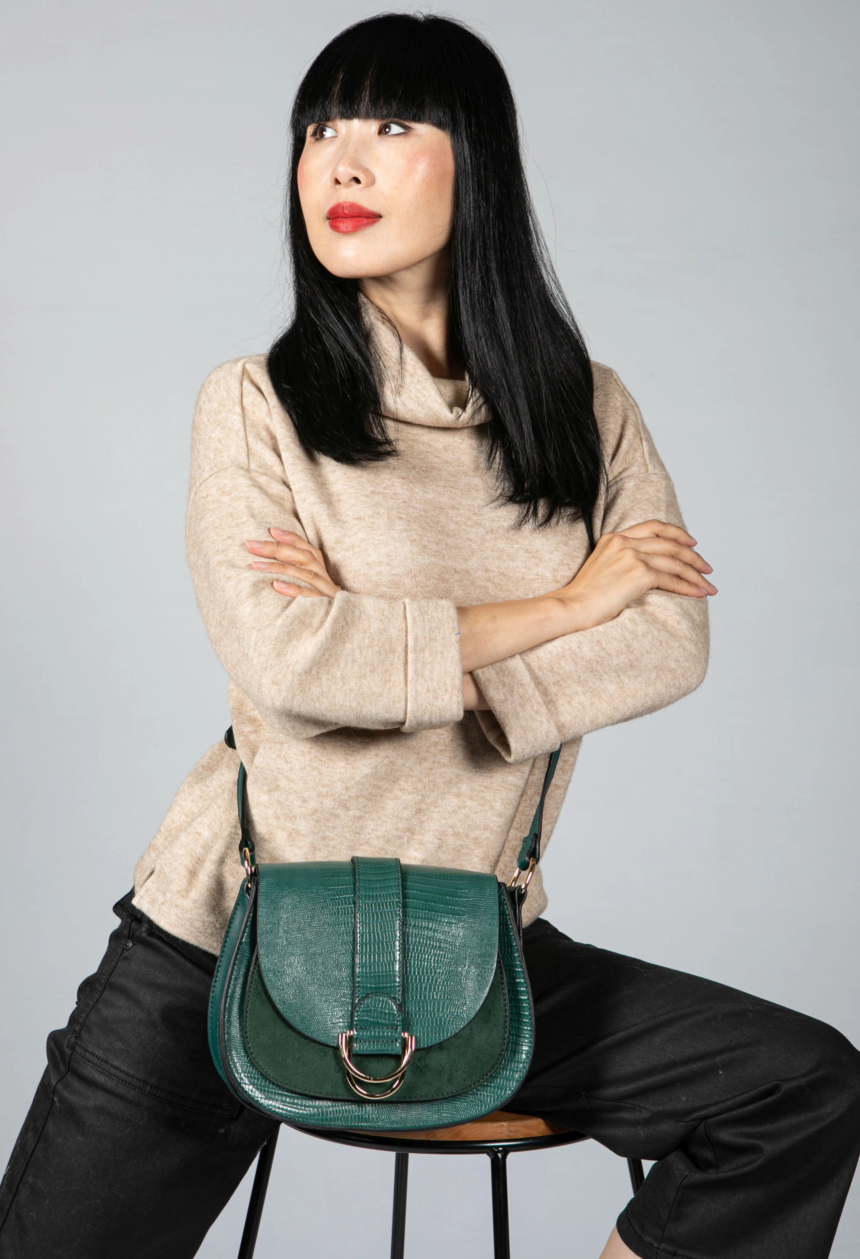 Faux Leather Forest Green Bag