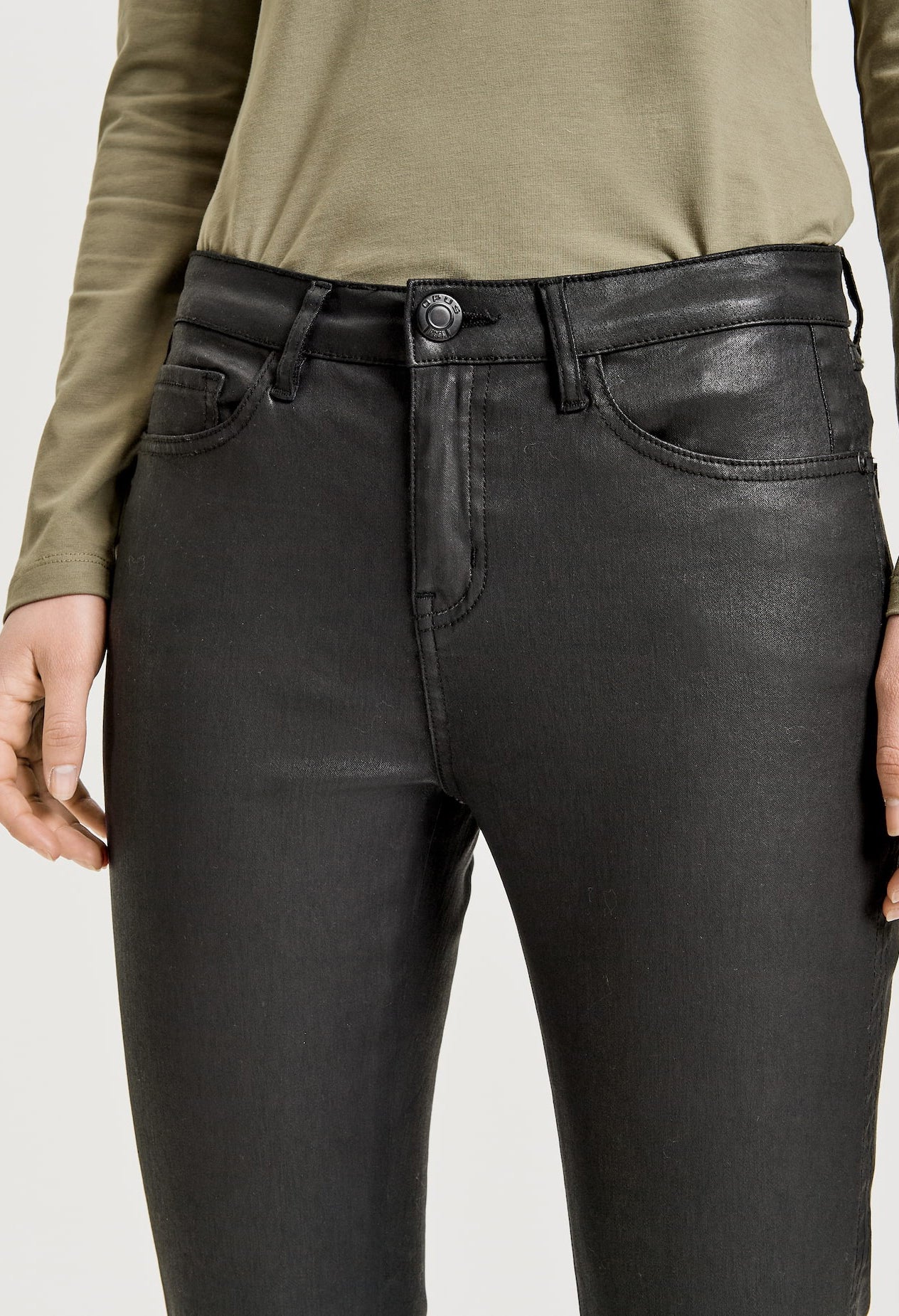 Emily Zip Coated Jeans