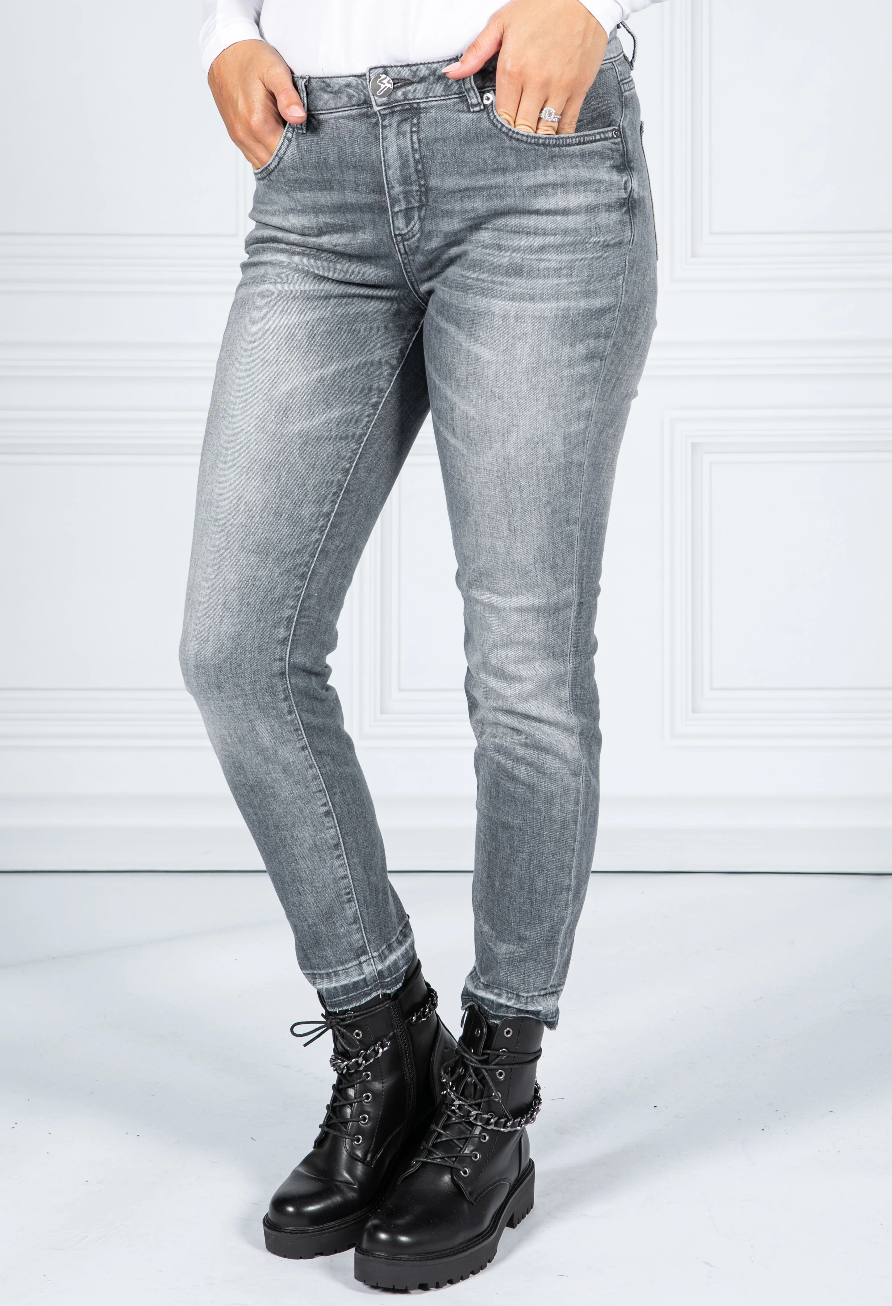 Evita tinted grey slim jeans