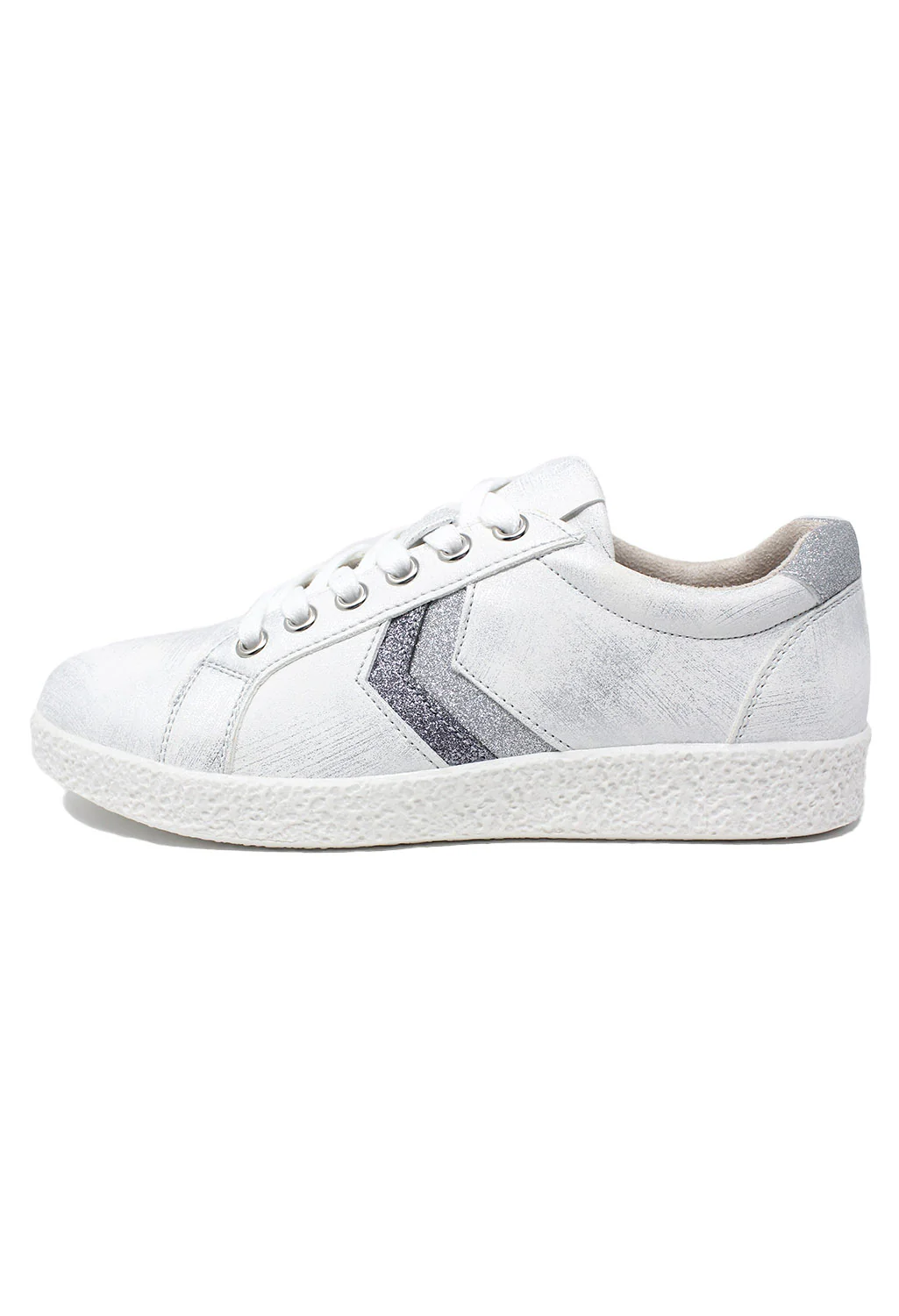 Silver Laced Trainers with Zig-Zag Glitter Stripes