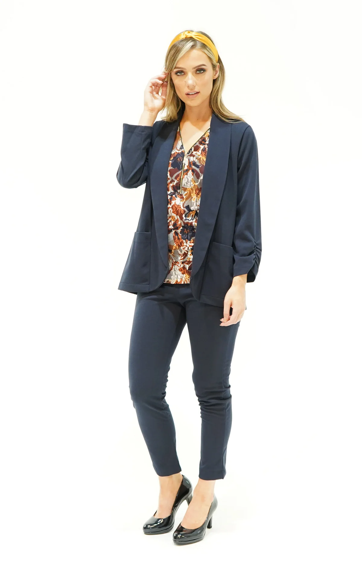 Navy Straight Trousers