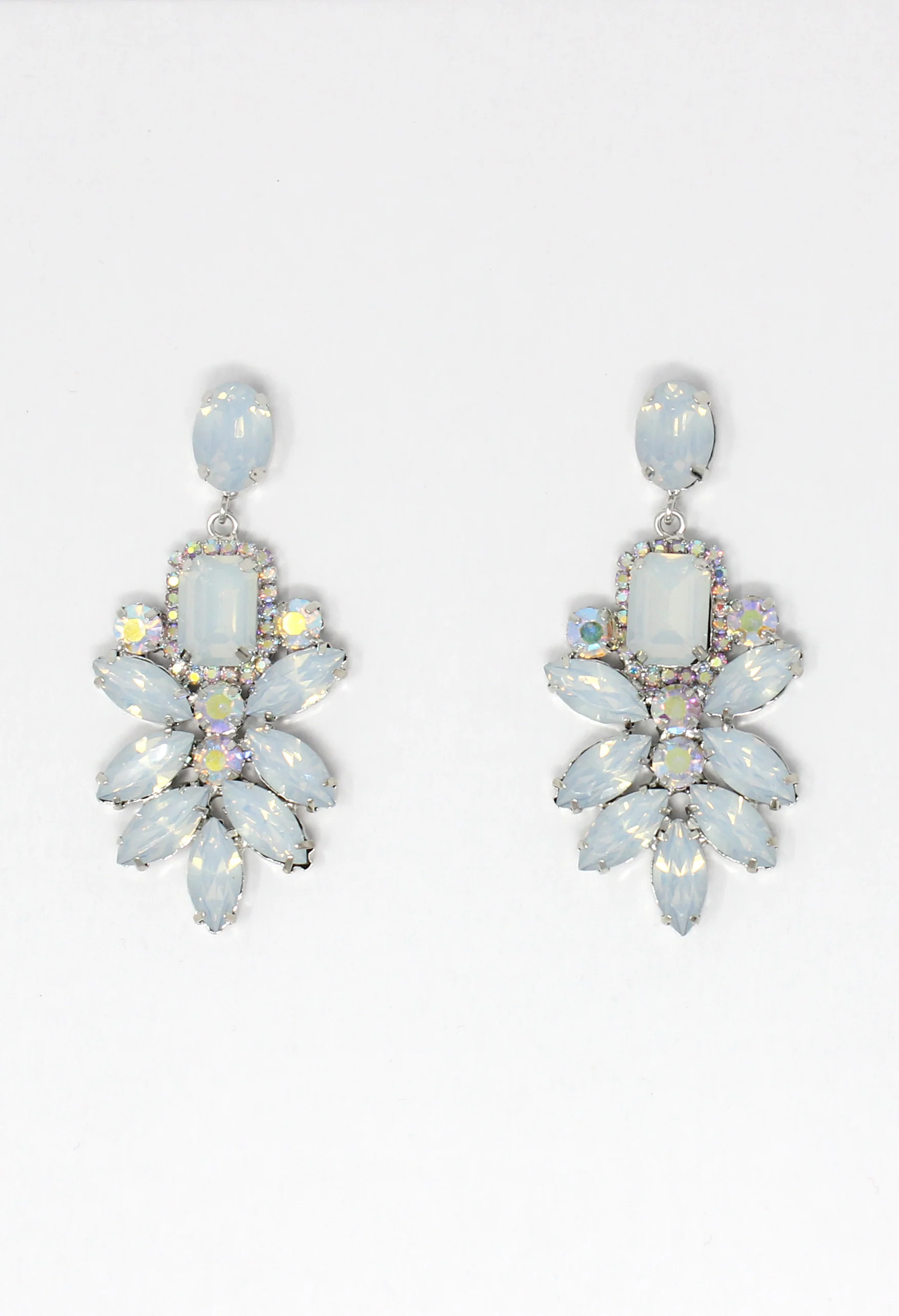 diamante earrings in silver frost