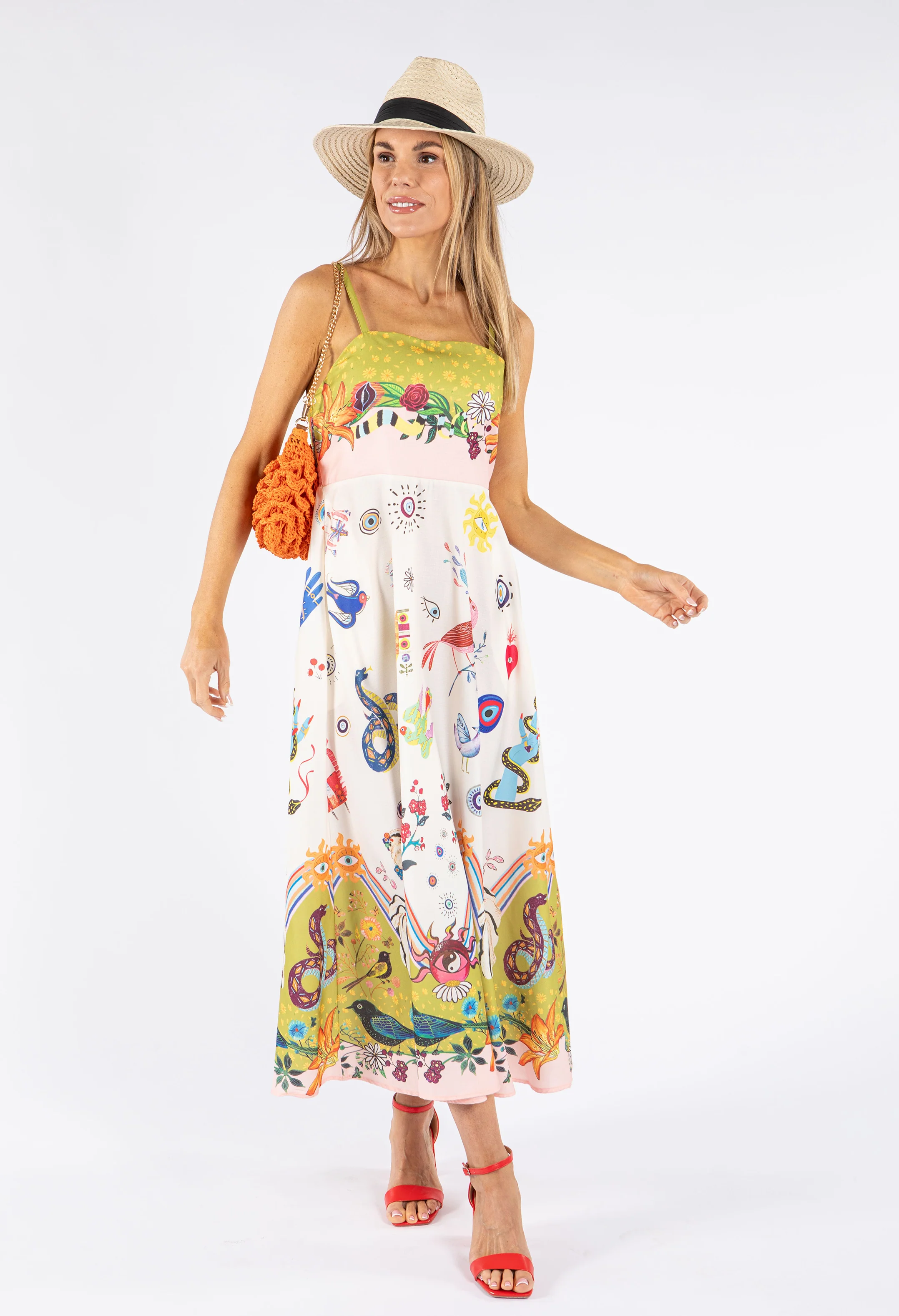Tropical Printed Midi Dress