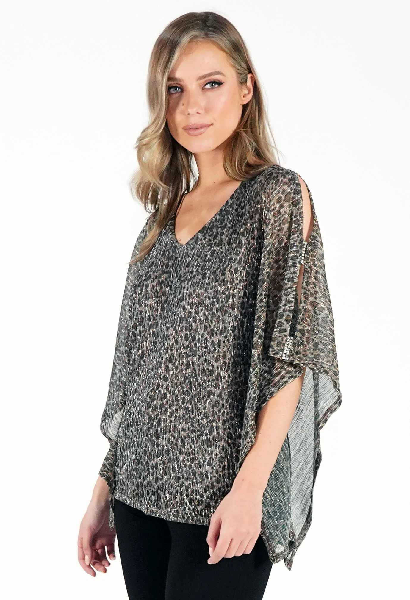 Leopard Print Diamonte Detail Top