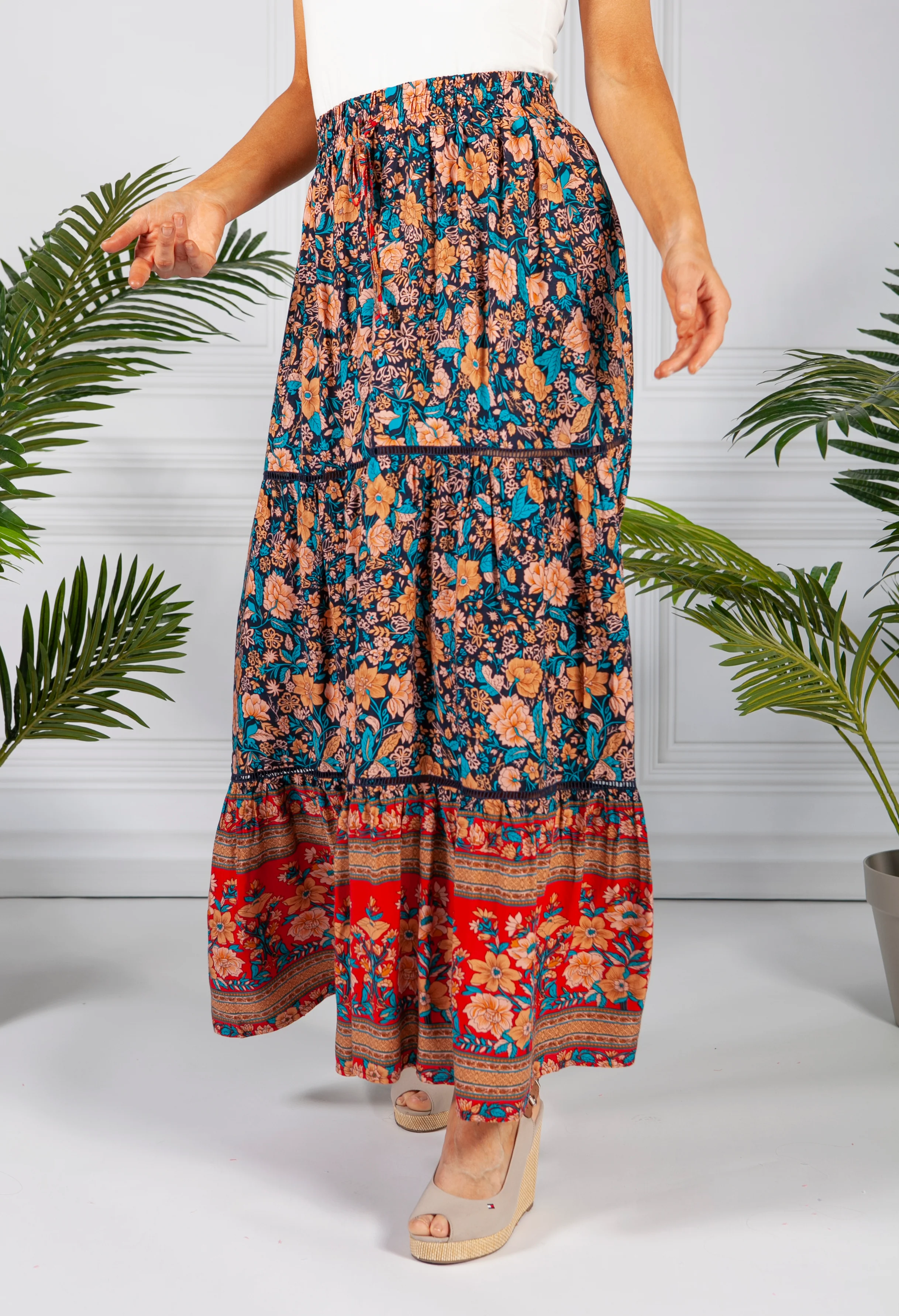 Vintage Floral Print Skirt