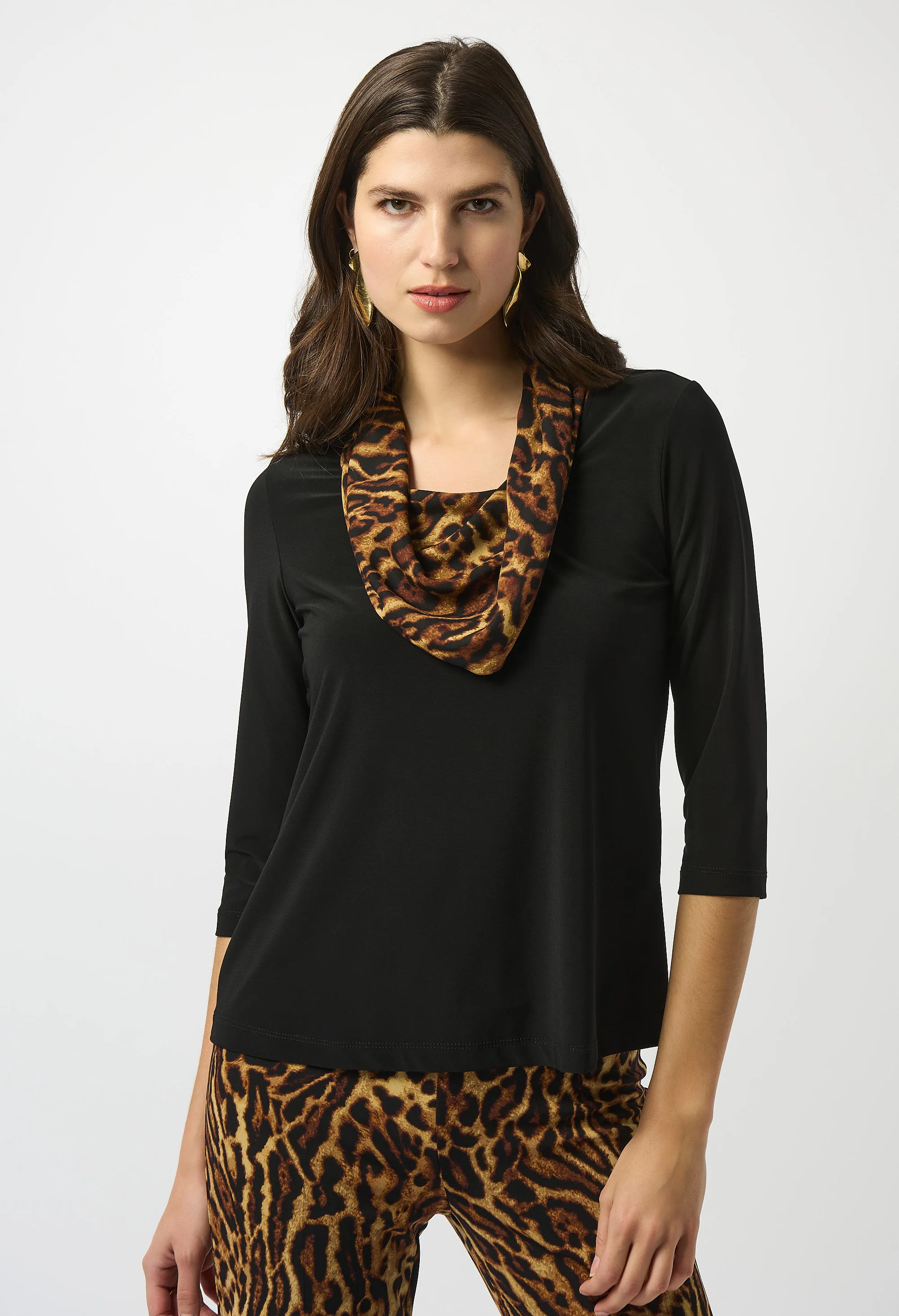 Leopard Cowl Neck Blouse