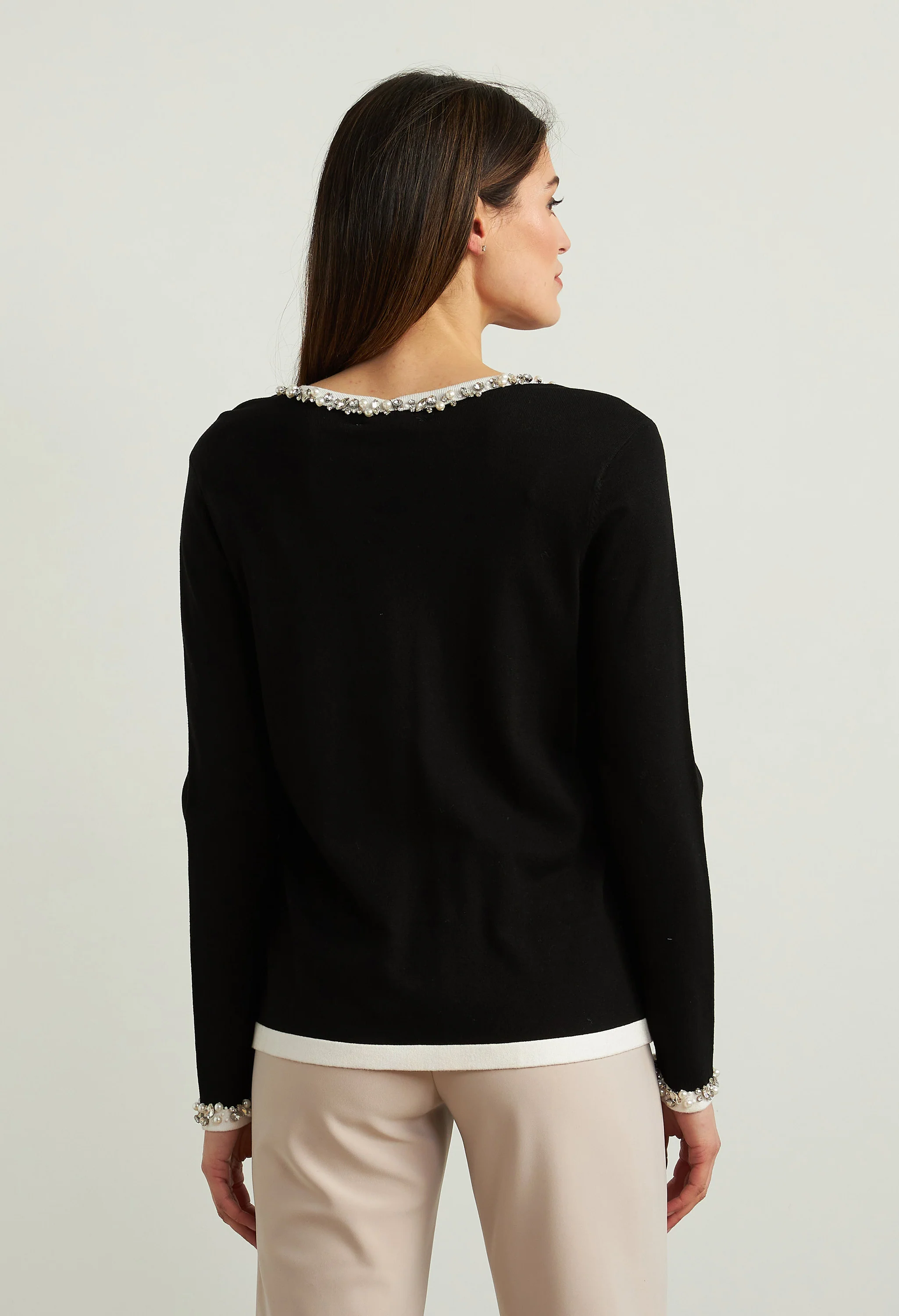 V Neck Jumper With Embellished Details