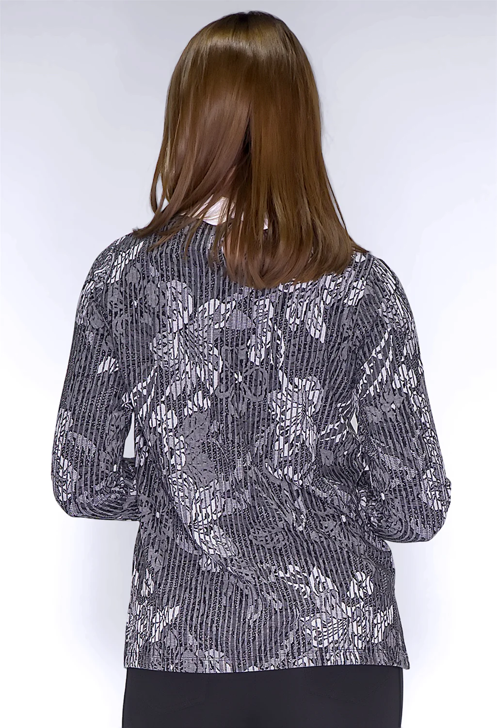 Grey Floral Print Top with Shirt Details