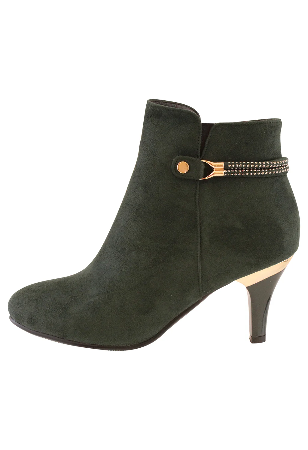 Forest Green Microfibre Plain Front Elegant Boot