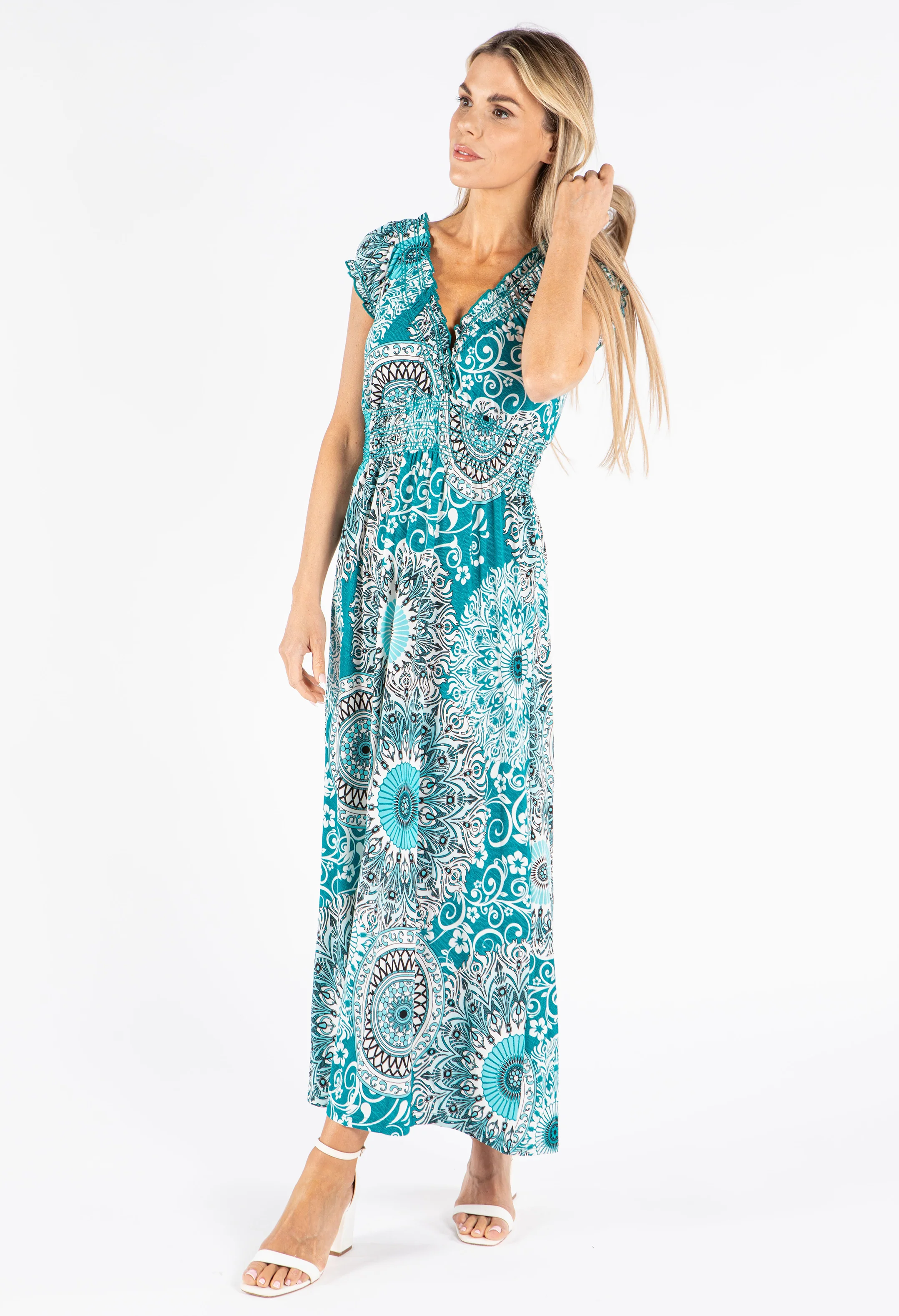 Sleeveless Mosaic Print Dress