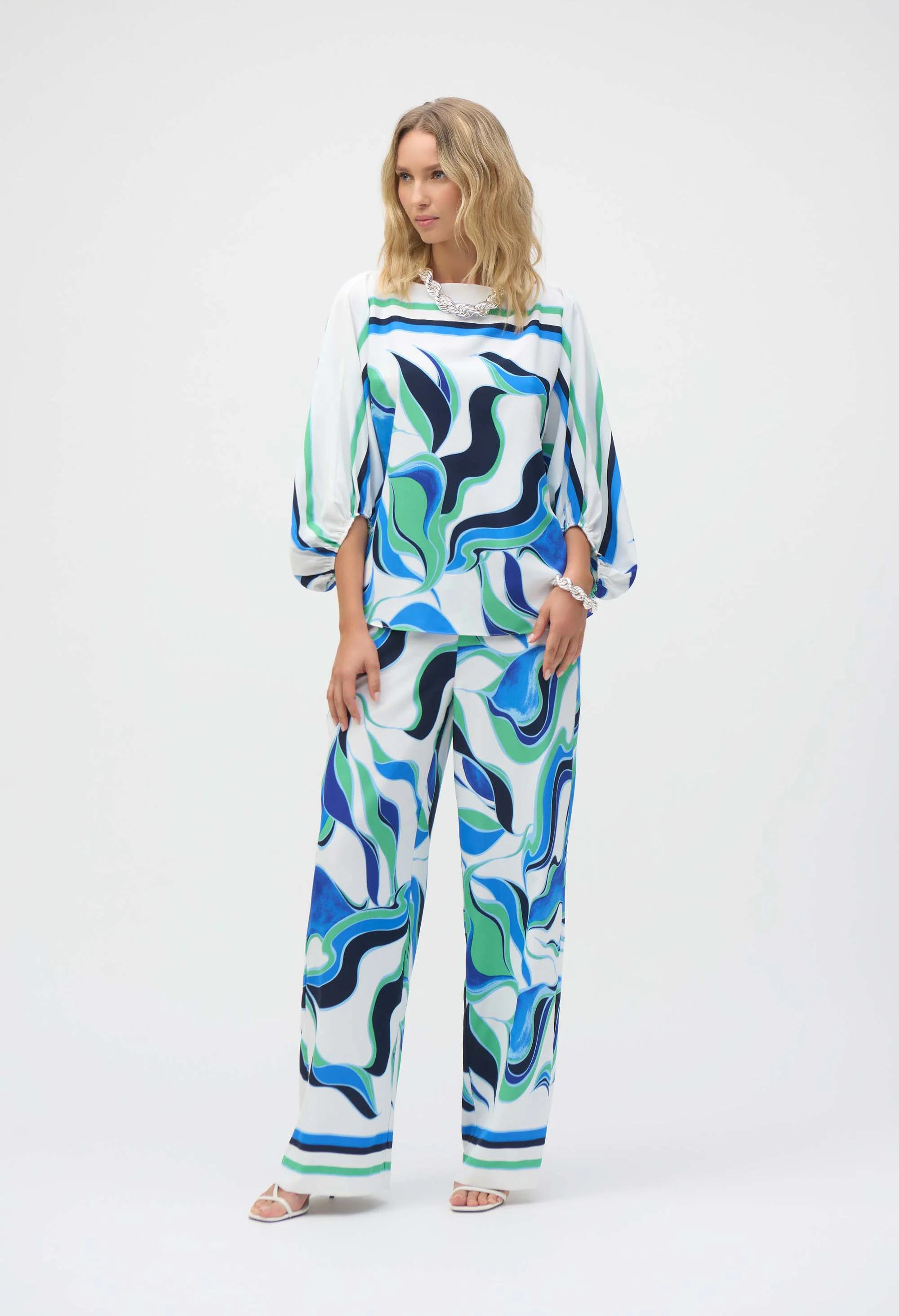 Puff Sleeve Pullover, Abstract Print