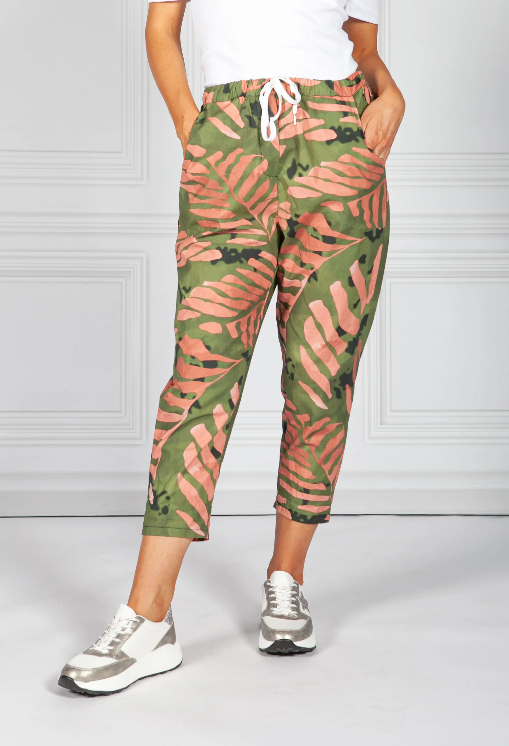Khaki Palm Print Joggers