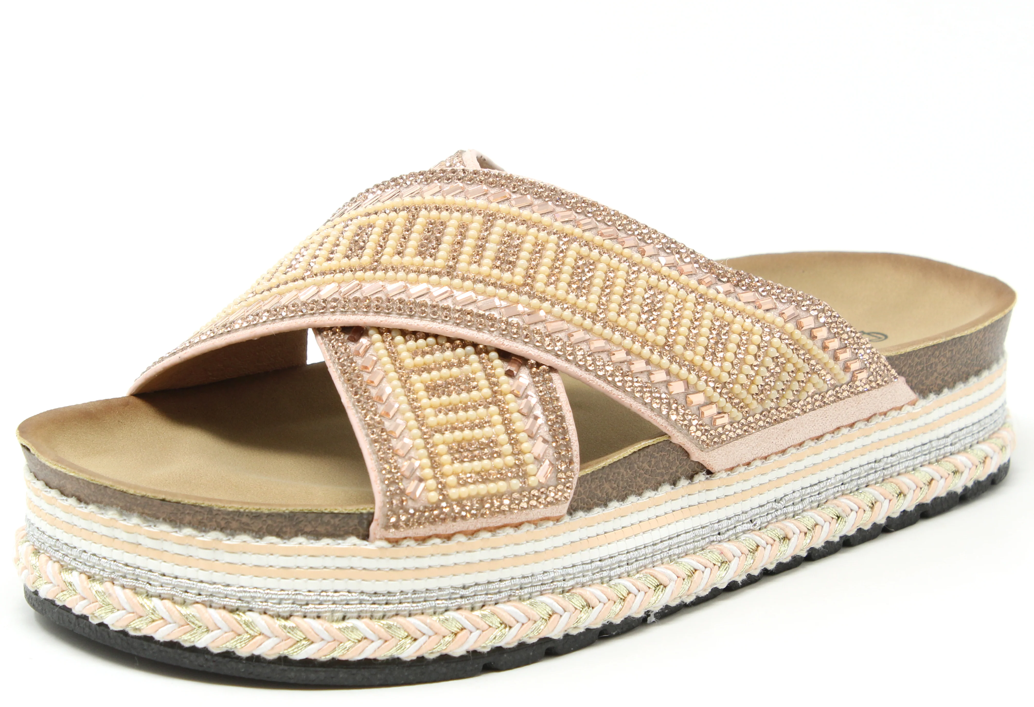 Diamante Cross Strap Sandal