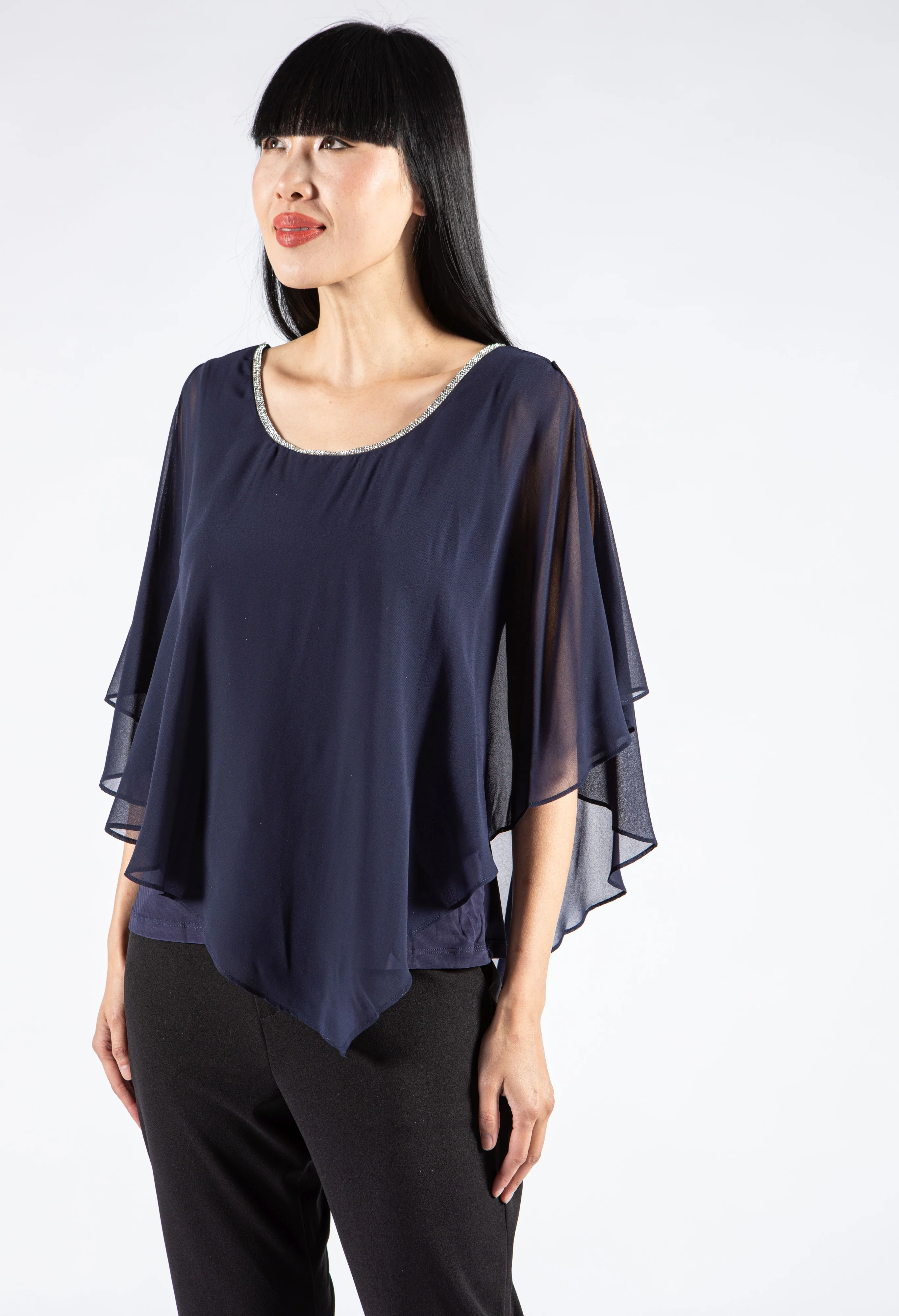 Diamante Strap Chiffon Top