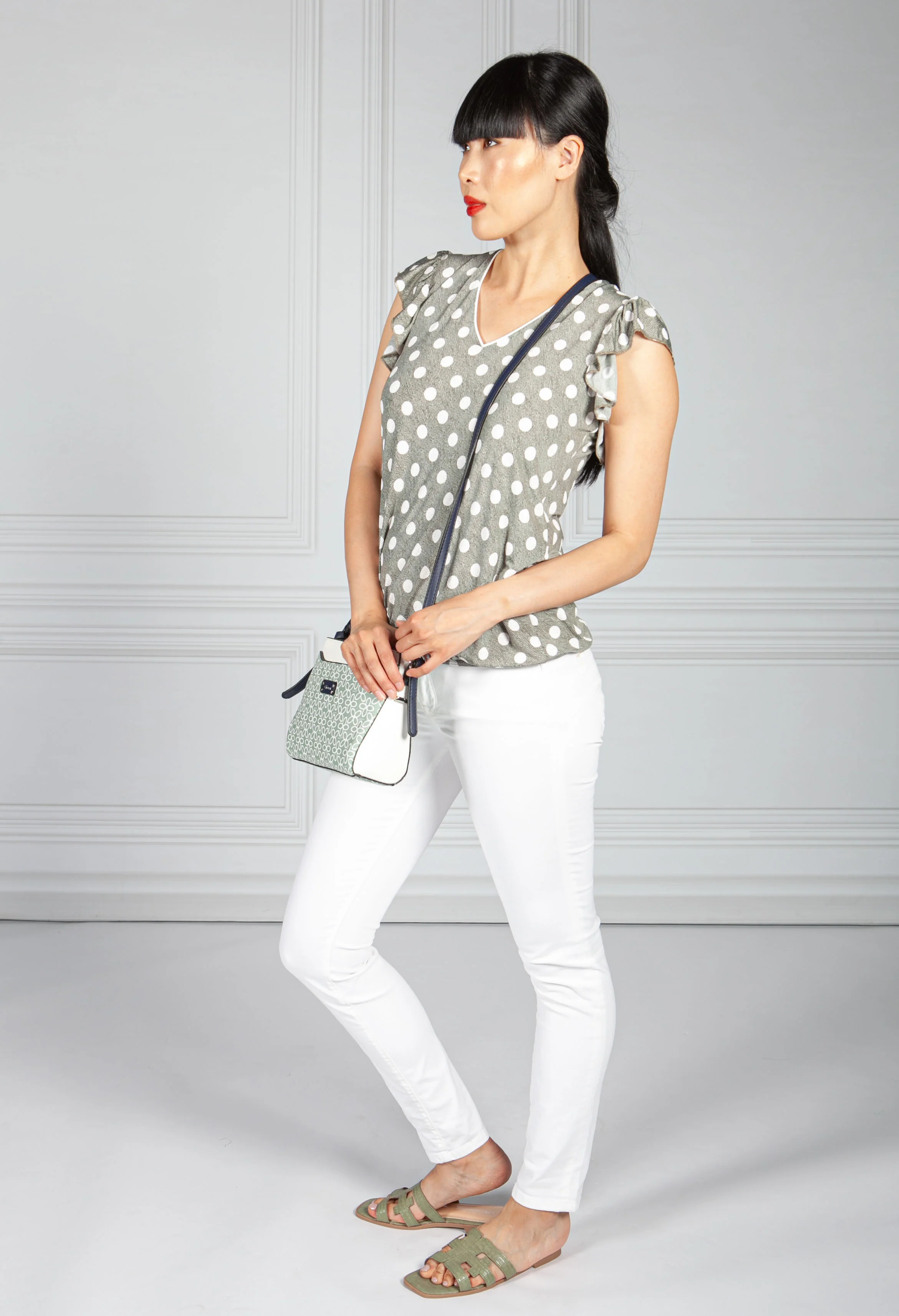 Light Khaki Polka Dot Top