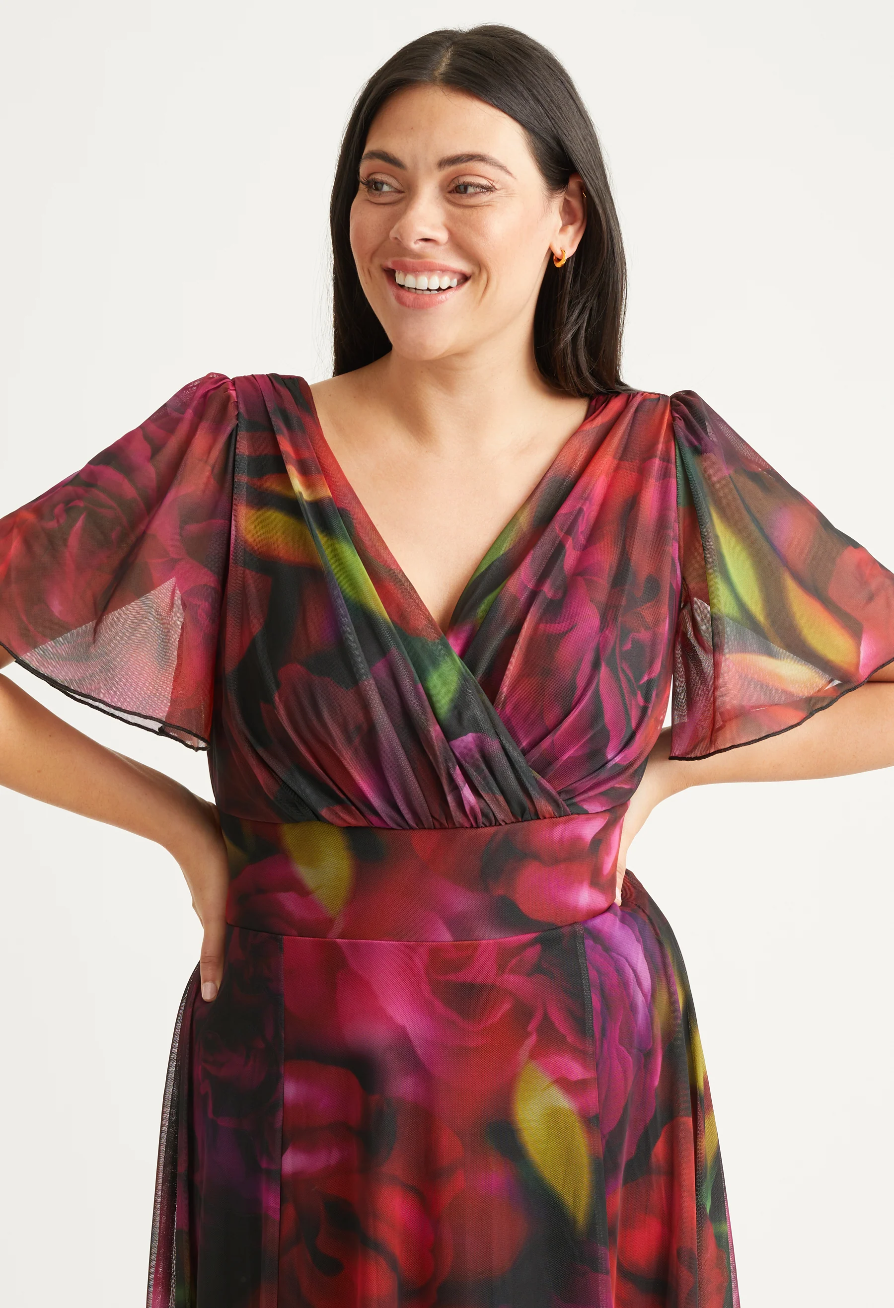Isabelle Curve+ Angel Sleeve Maxi Dress
