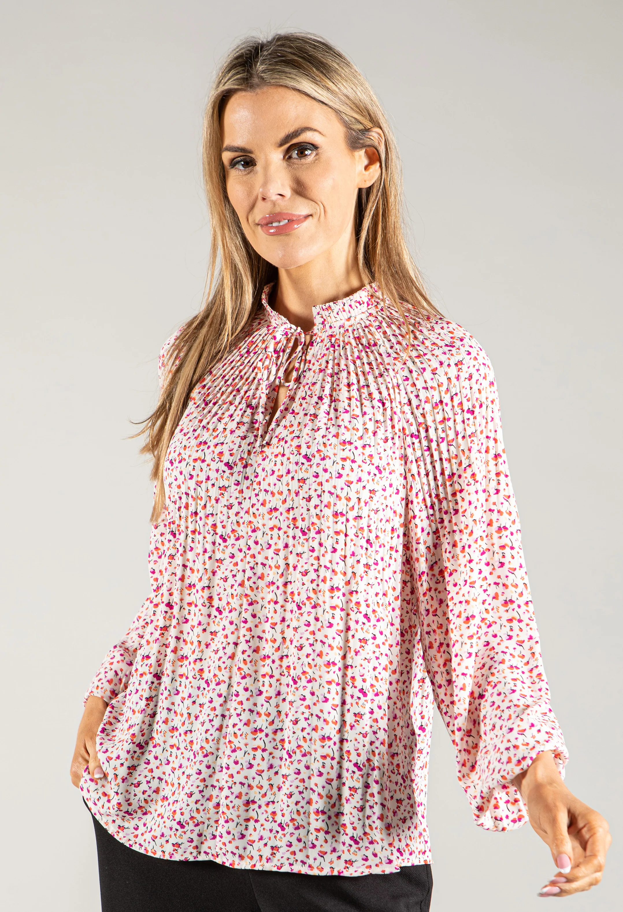 Floral Pleated Blouse