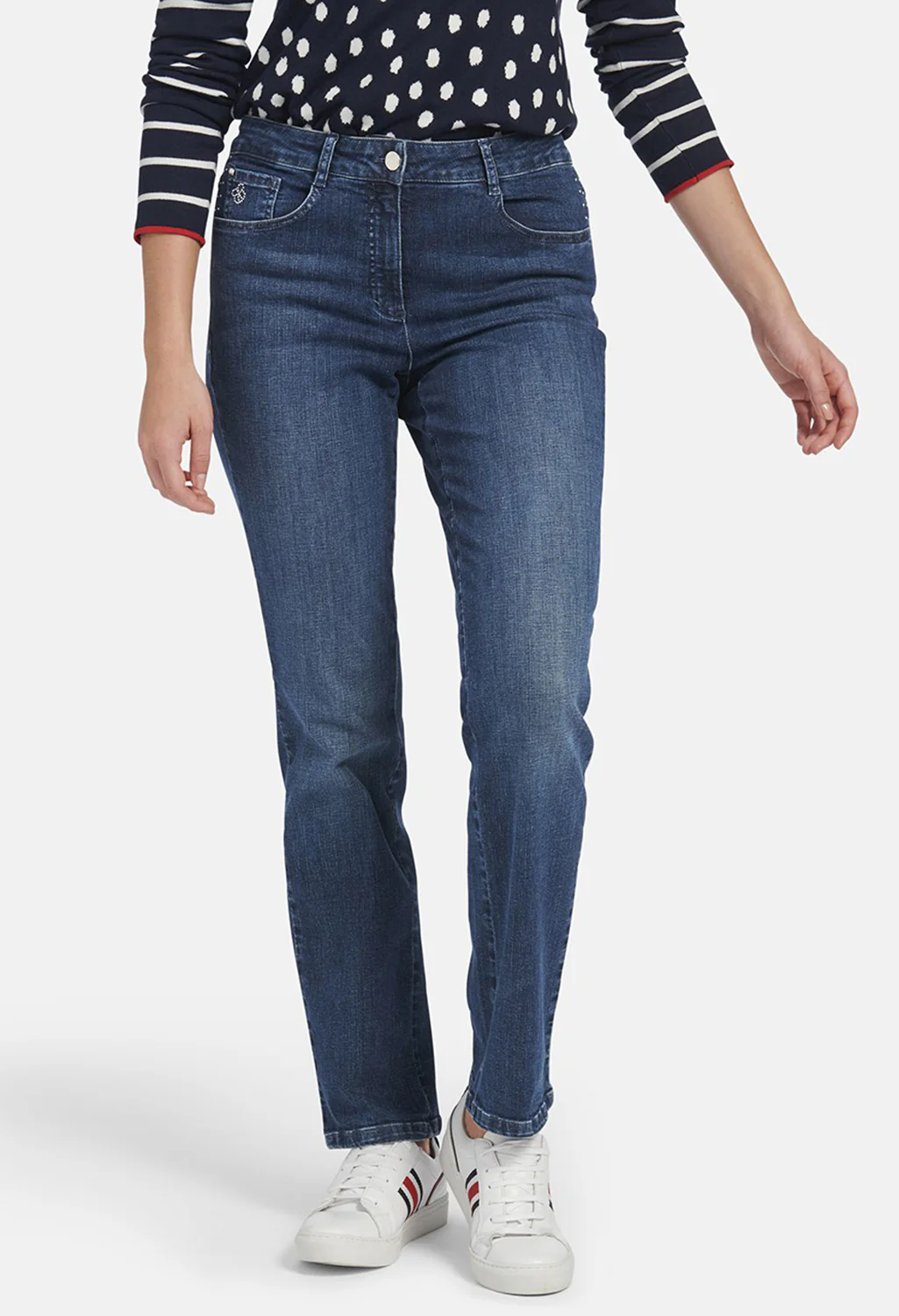 5-POCKET JEANS NORMA WITH METAL APPLICATIONS IN BLUE DENIM