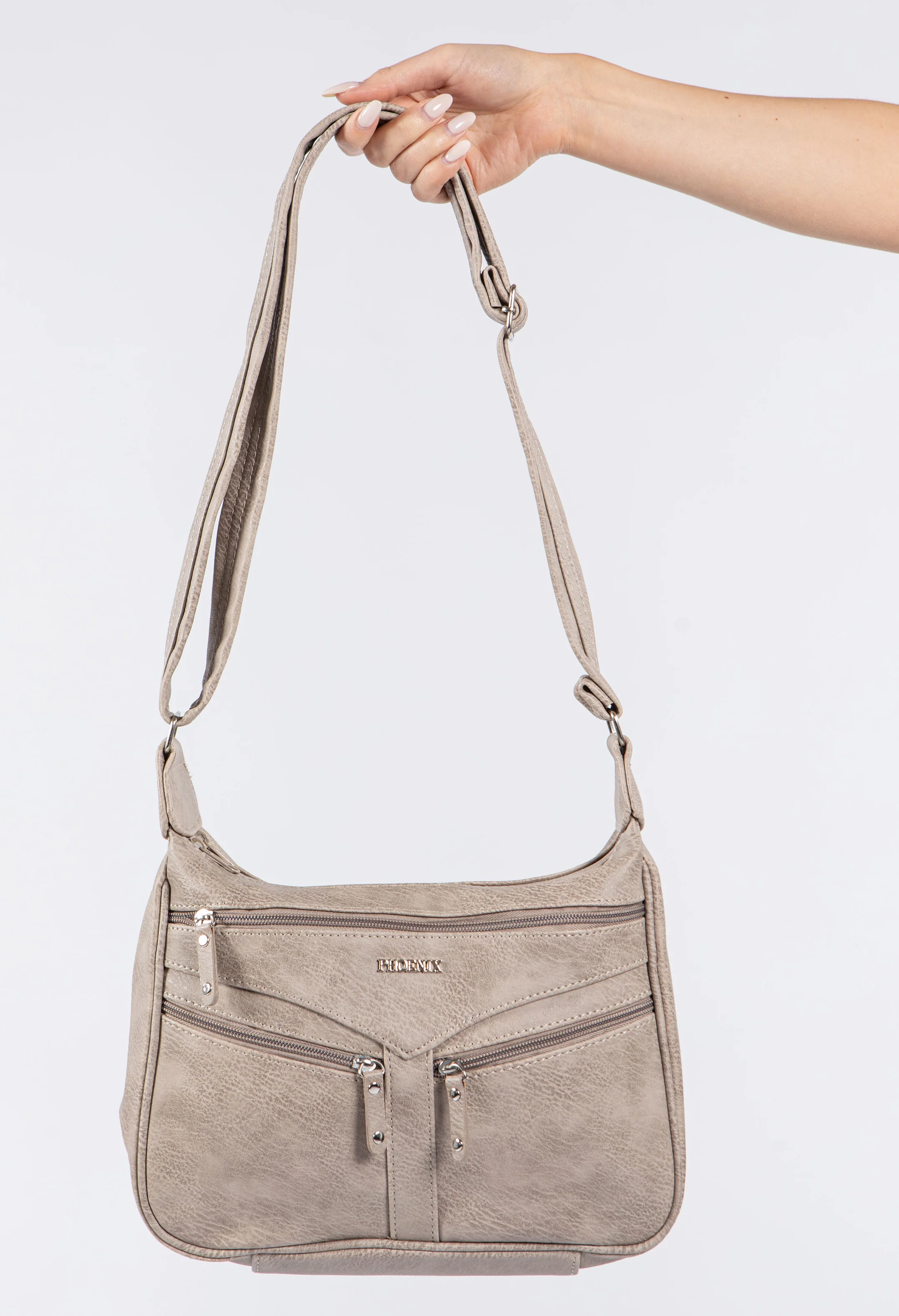 Faux Leather Multi Zip Cross Body Bag