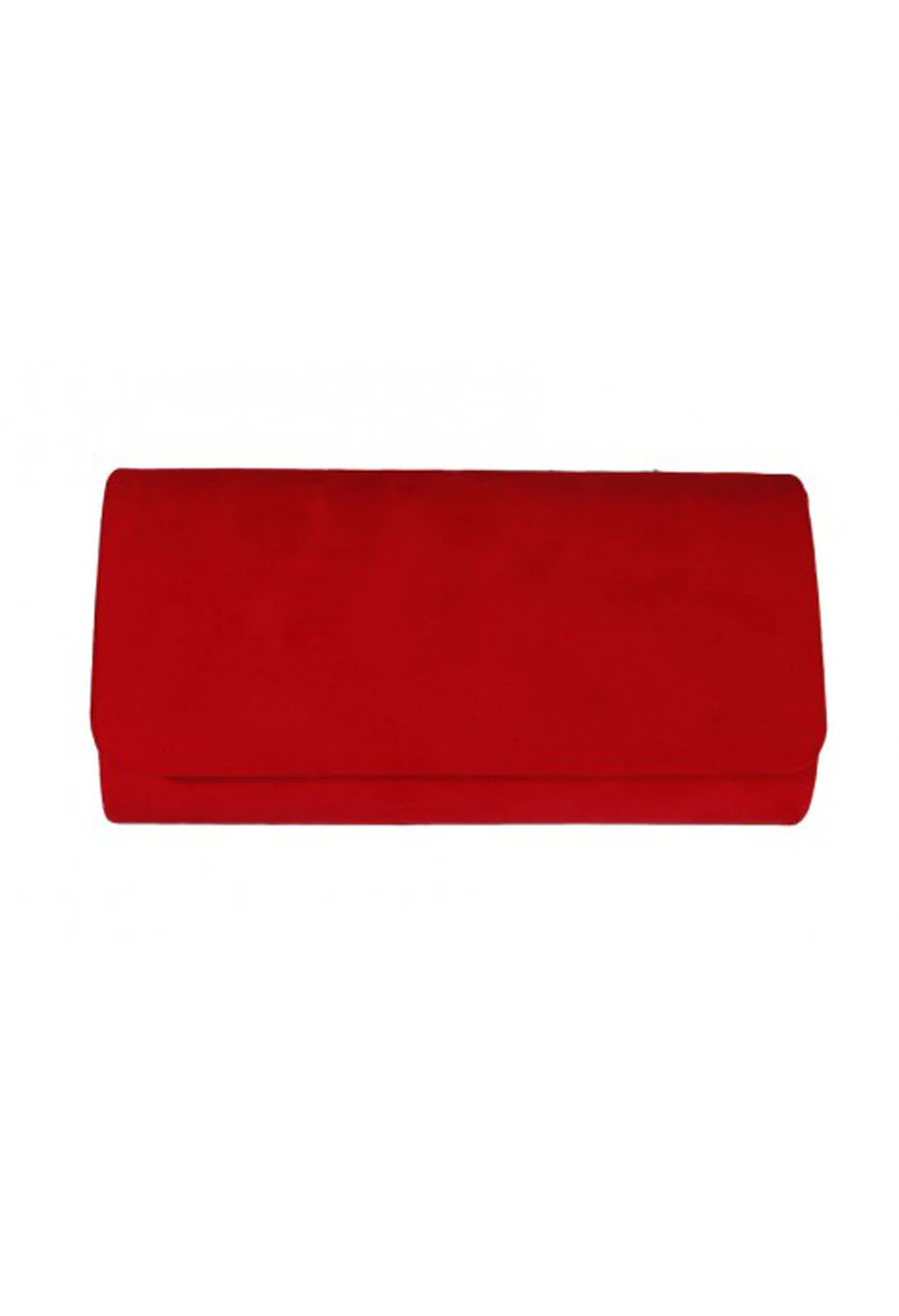 Red Faux Suede Clutch