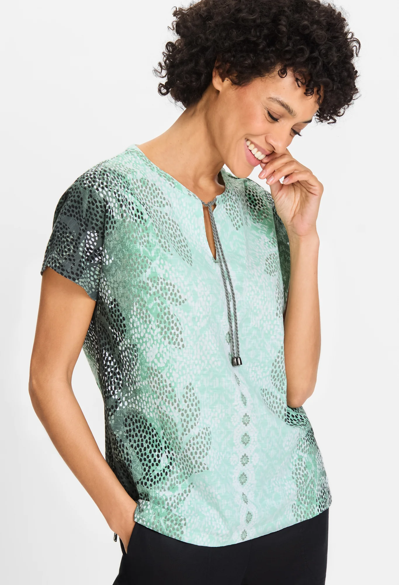 Leaf Print Top In Cosima Fit