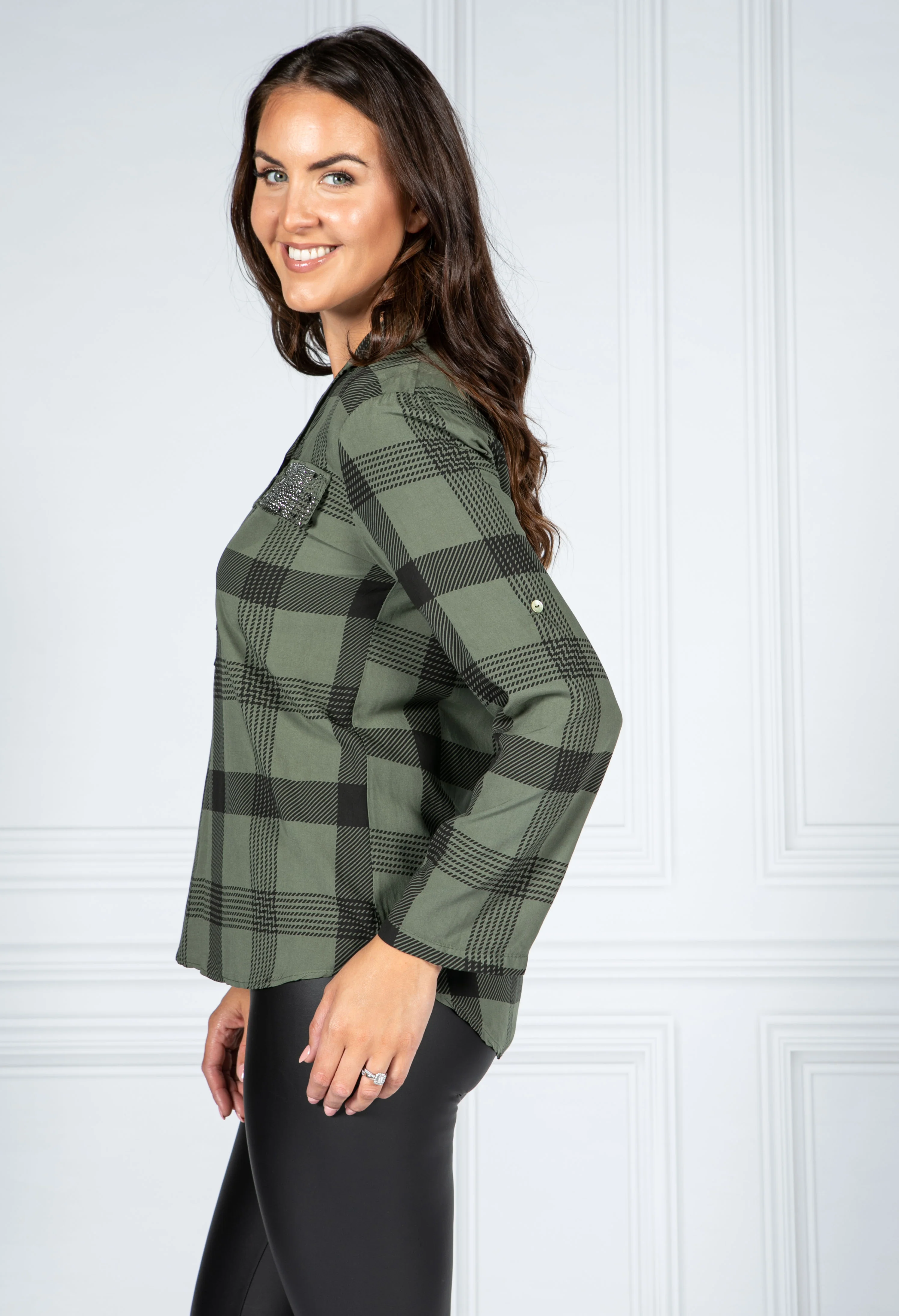 PAMELA SCOTT GREEN TARTEN BLOUSE