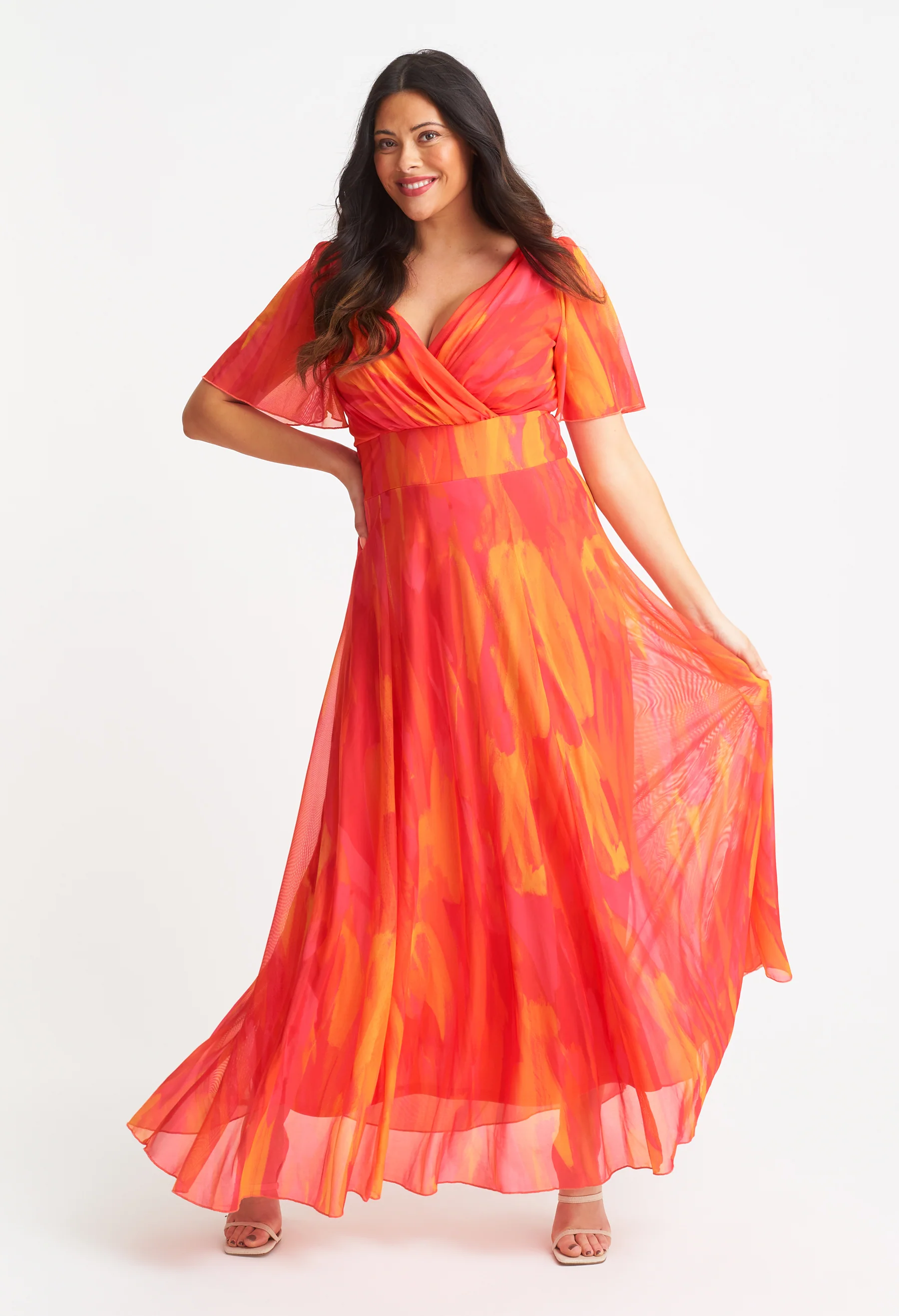 Isabelle Curve+ Angel Sleeve Maxi Dress