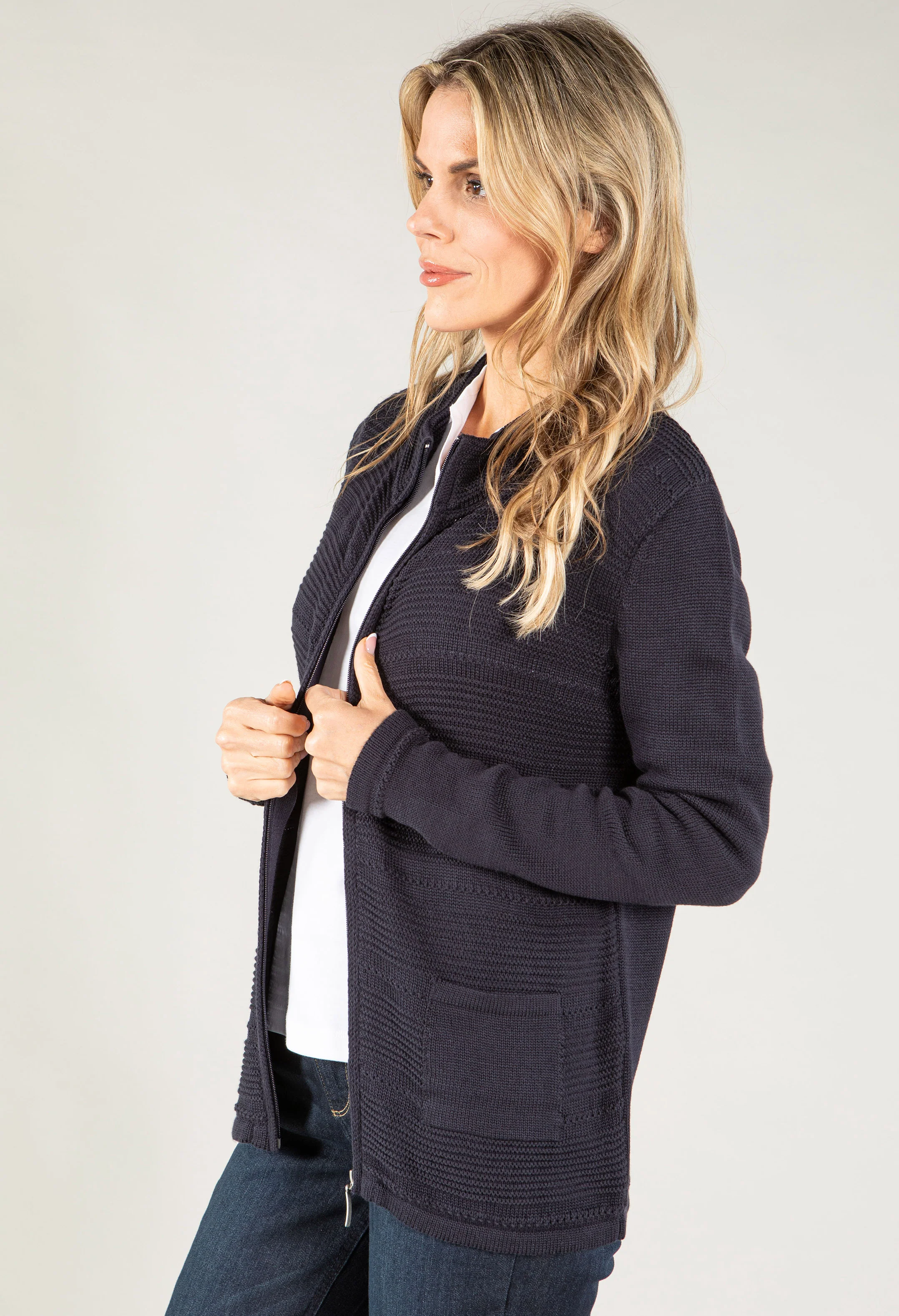 Ribbed Zip Up Cardigan