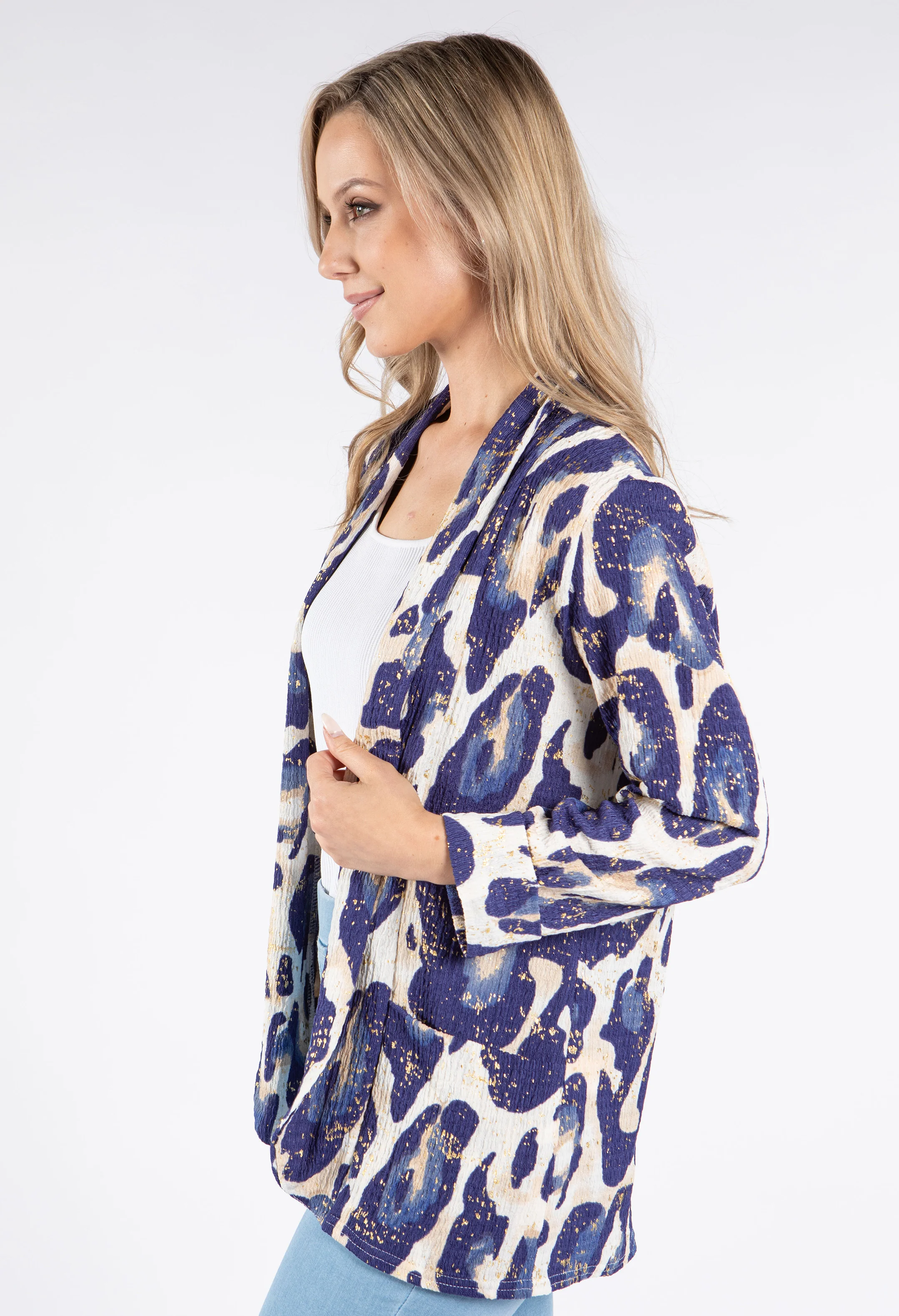 Gold Foil Detail Open Jacket