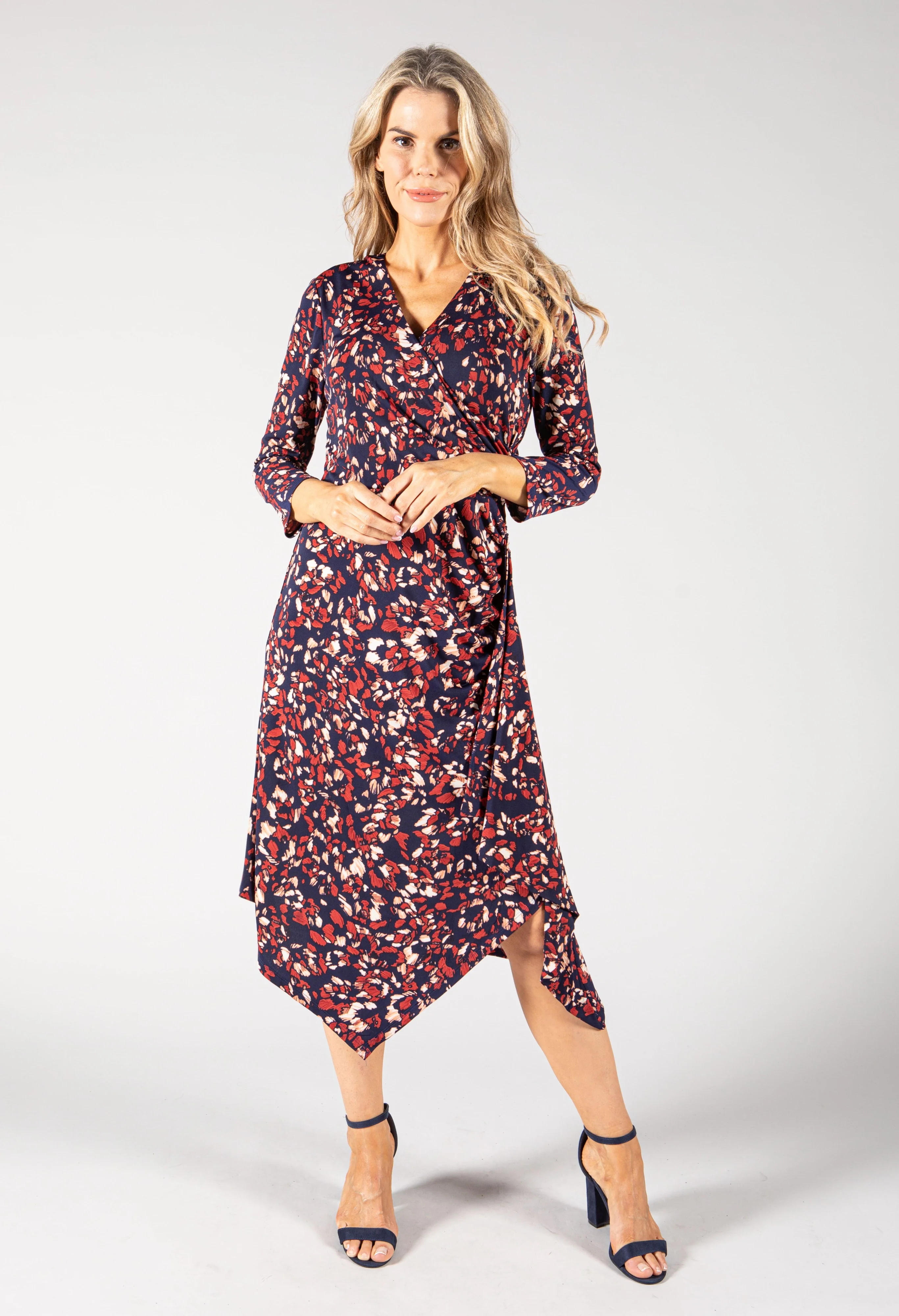 Printed Midi Wrap Dress