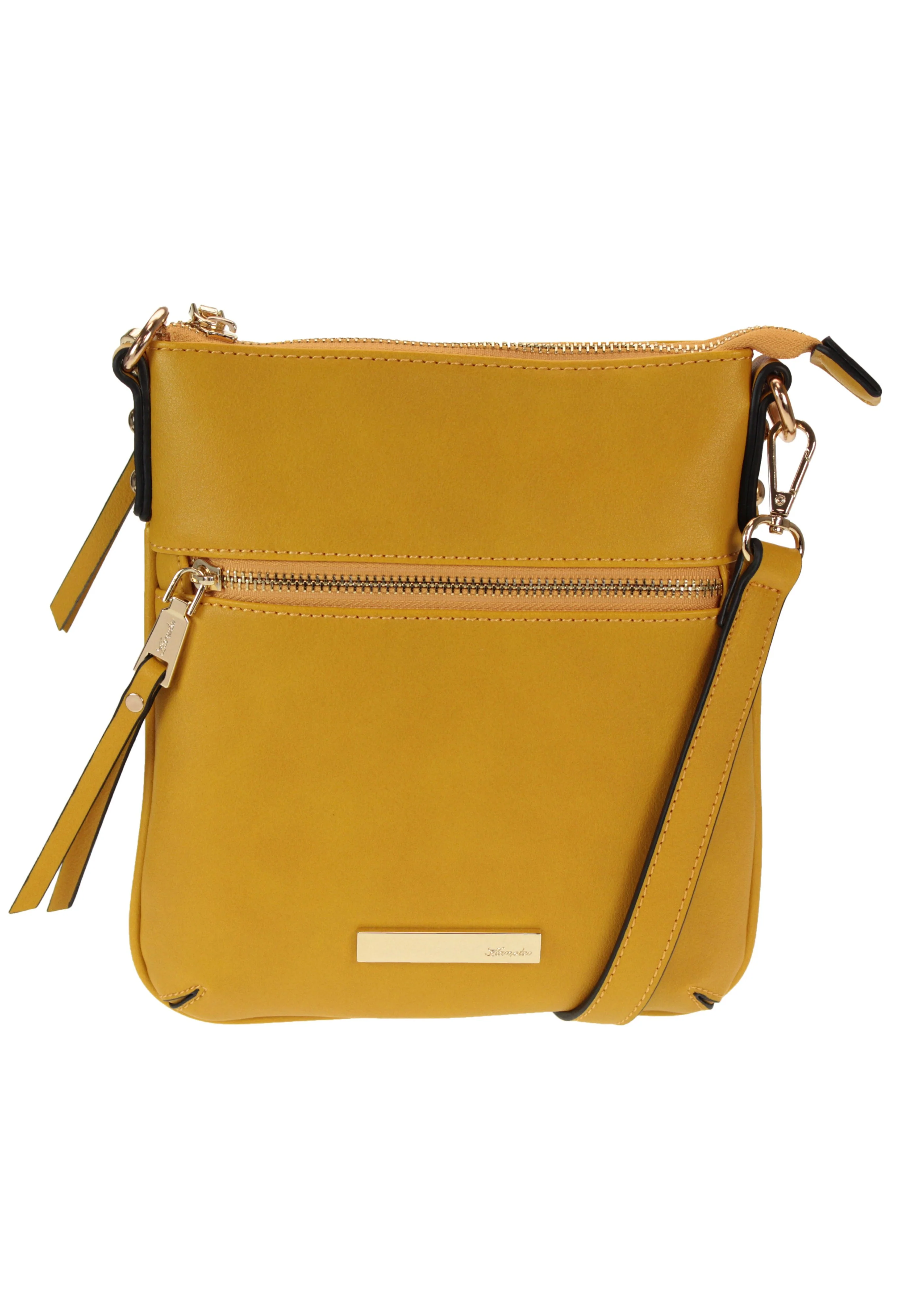MUSTARD CROSSBODY BAG WITH ZIP DETAIL FRONT