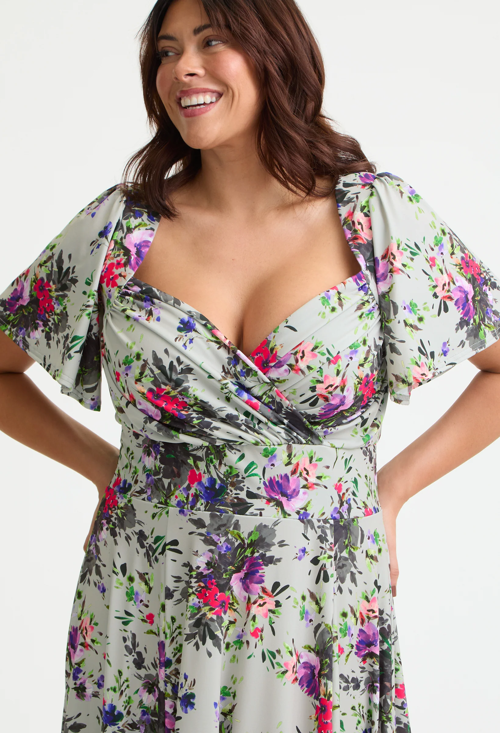 Liz Bolero Wrap Bodice Curve+ Midi Dress