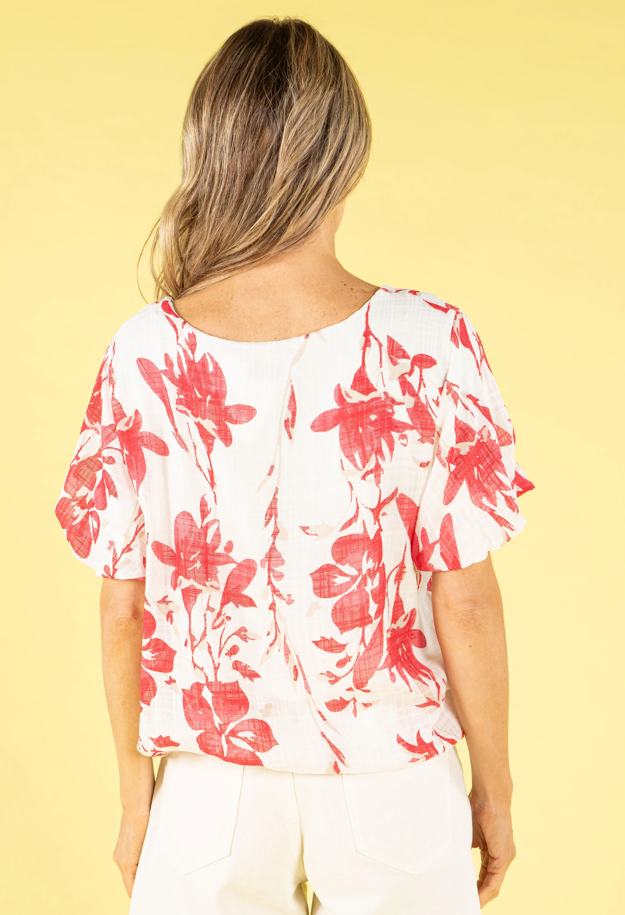 Floral Balloon Sleeve Top