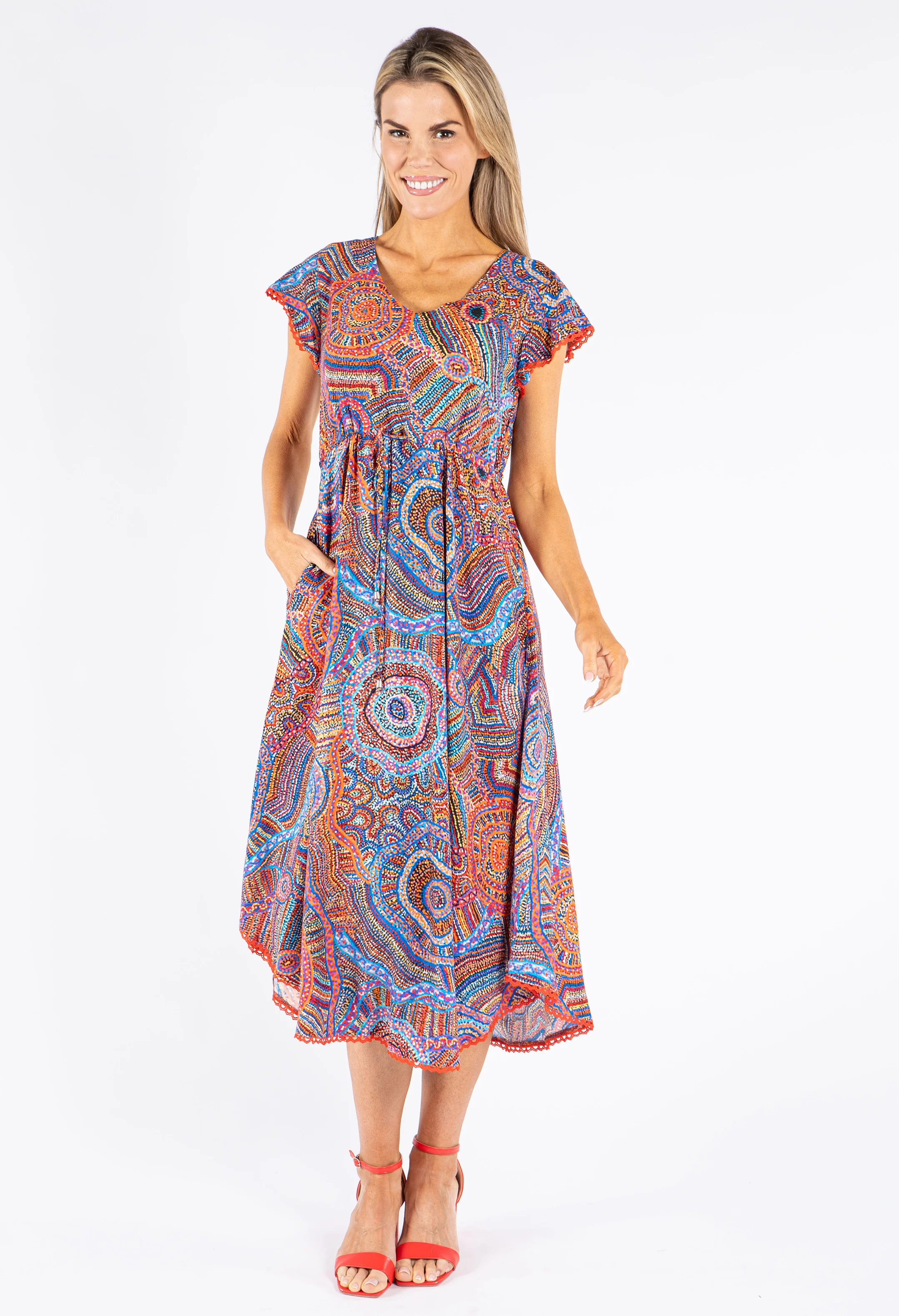 Abstract Print Midi Dress