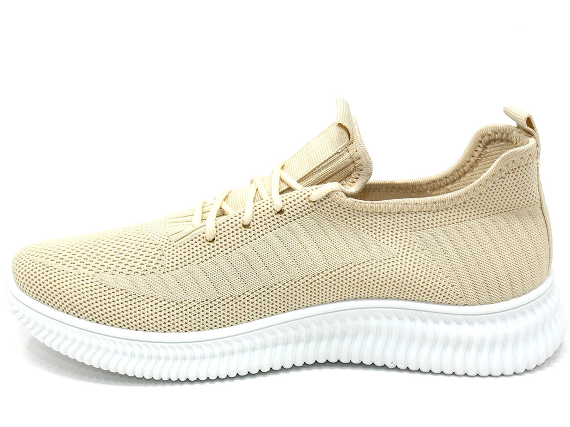 Beige Pull-on elasticated Trainer