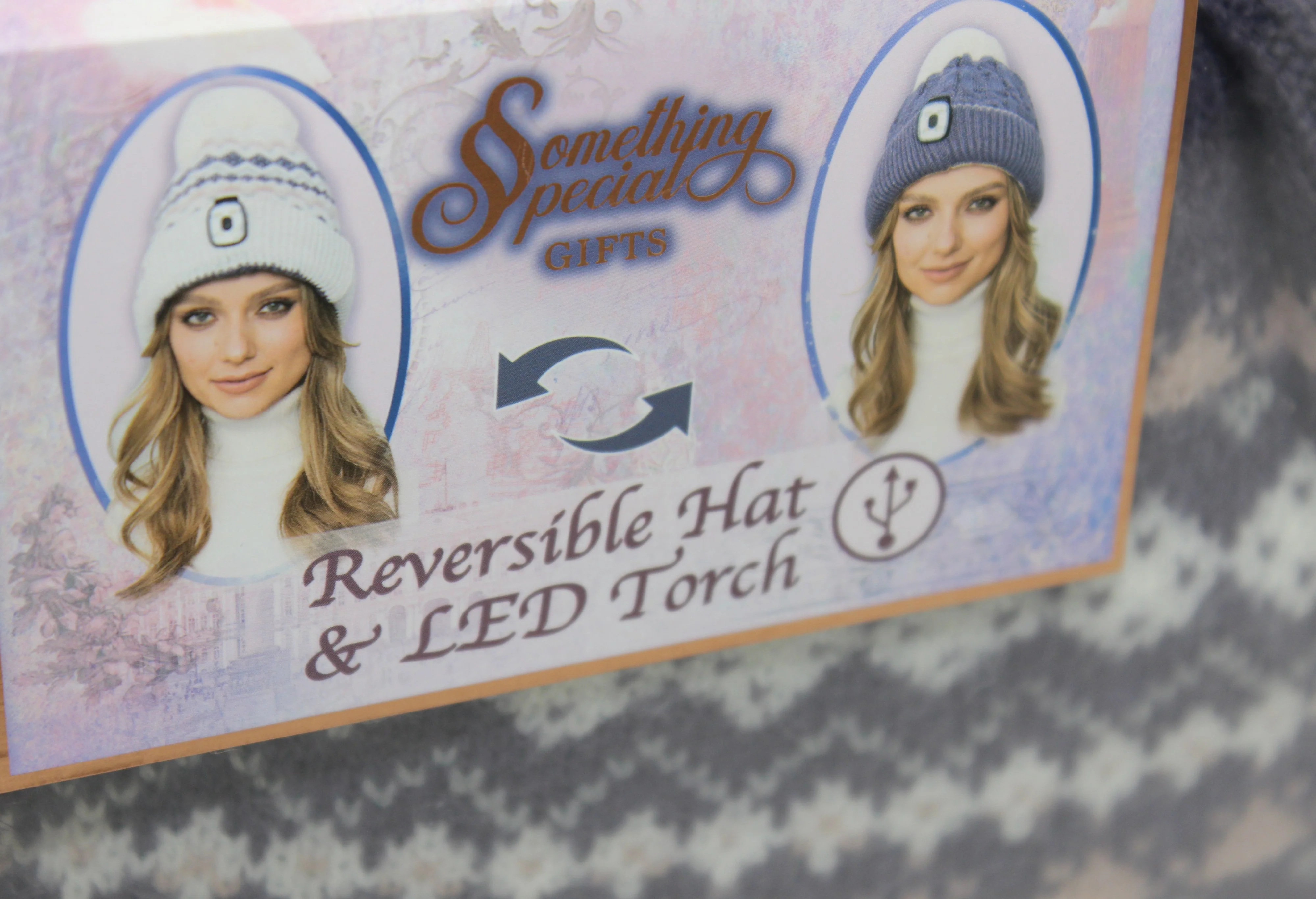 Reversible Hat & LED Torch in Purple