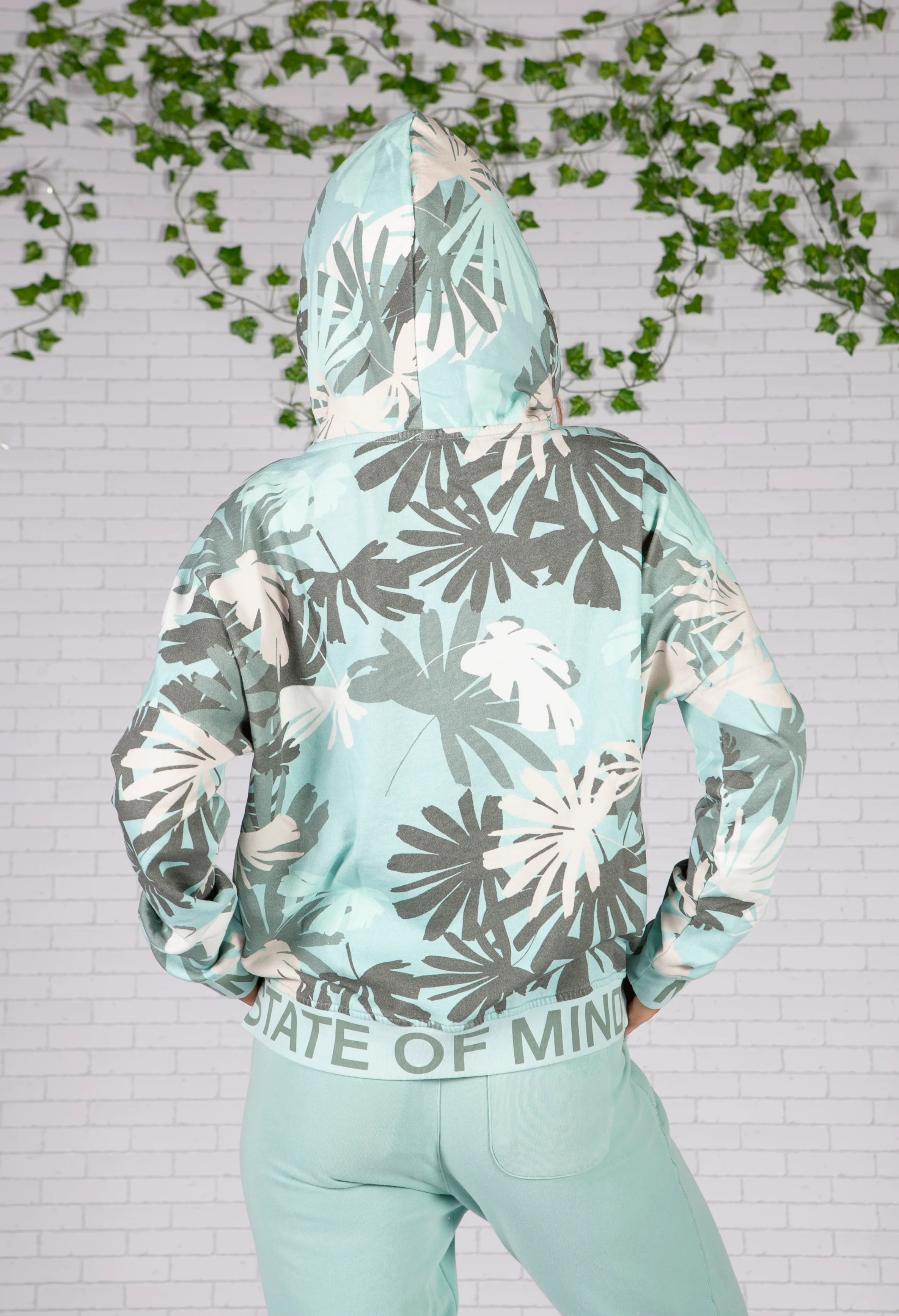 Sage Palm Print Hoodie