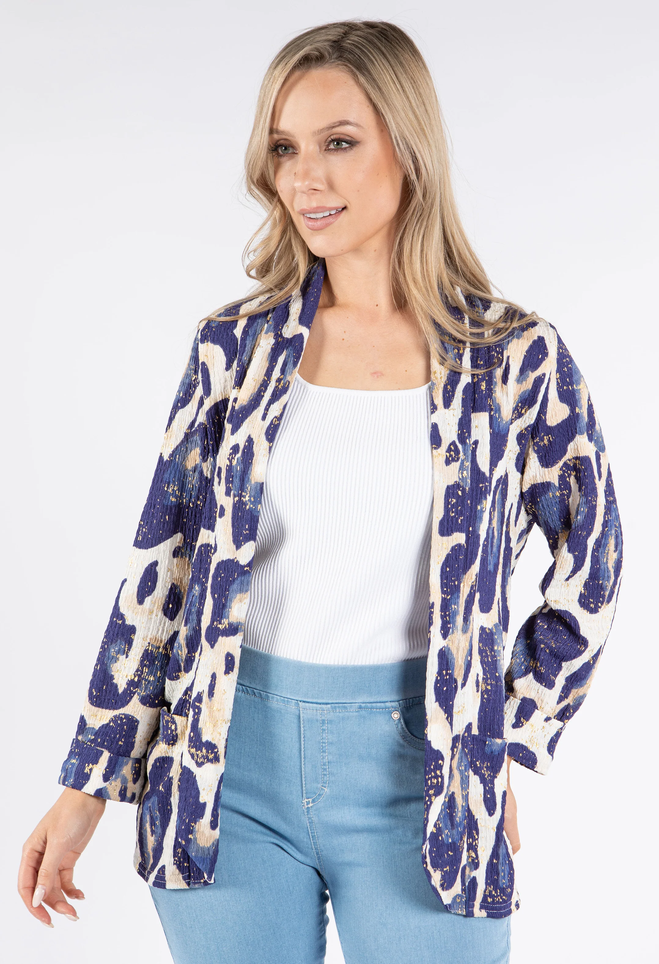 Gold Foil Detail Open Jacket