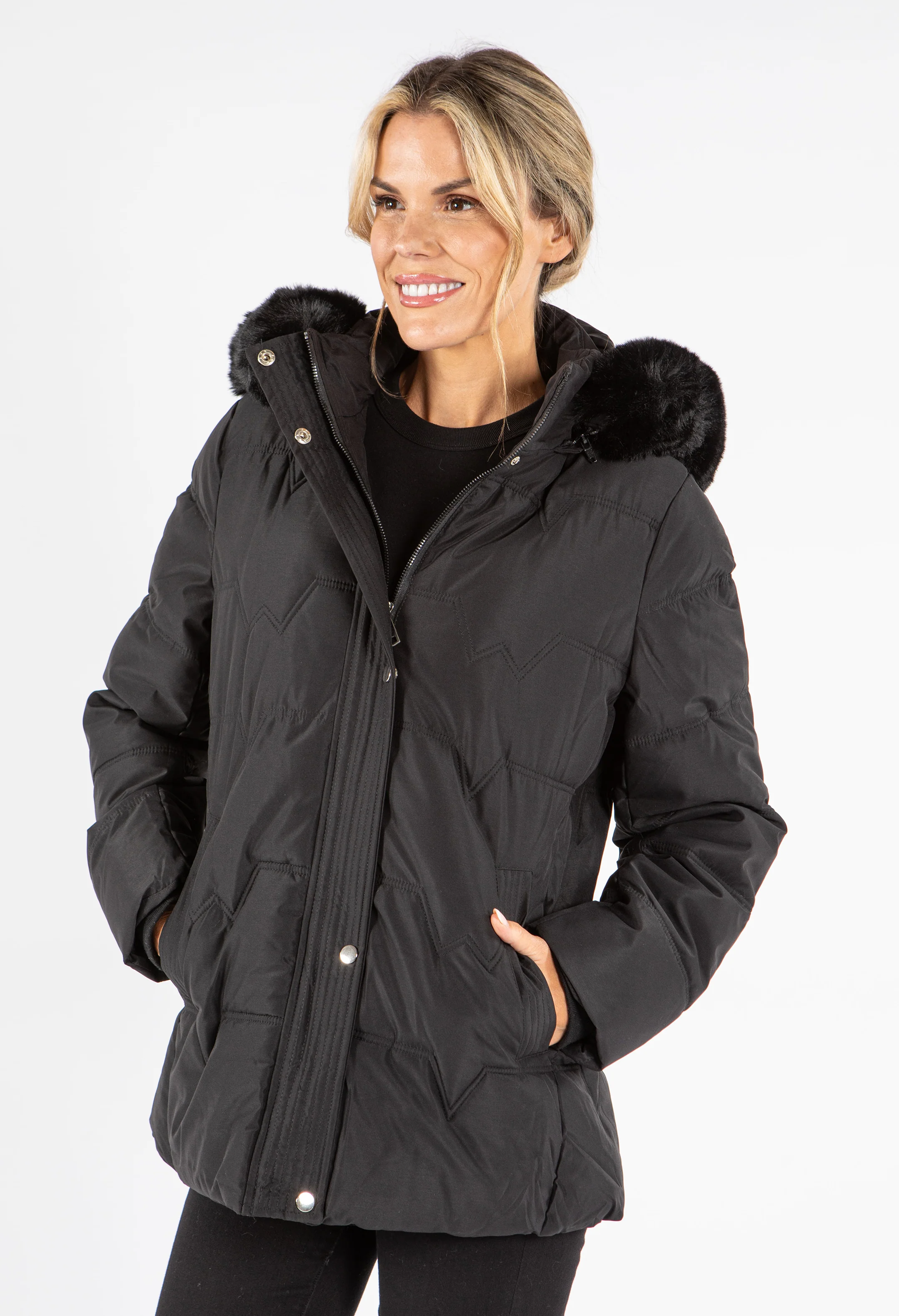 Fur Lined Hooded Coat