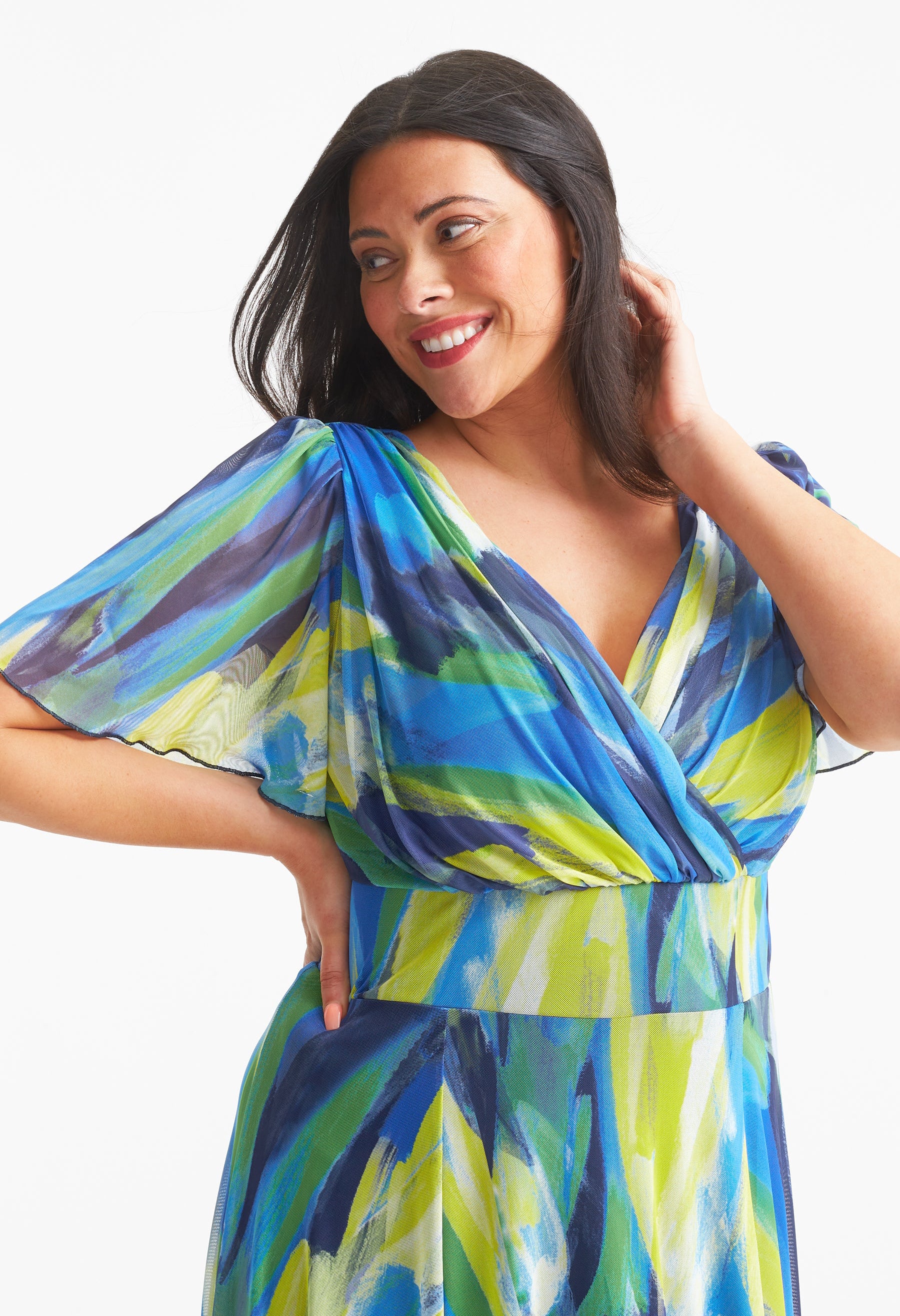 Isabelle Curve+ Angel Sleeve Maxi Dress